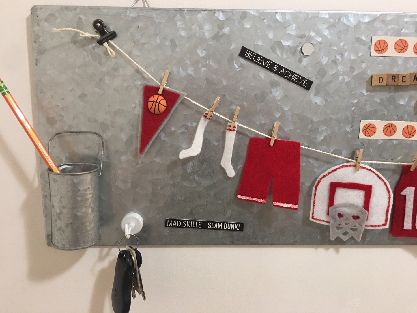 Miniature Felt Basketball Player's Clothesline Banner Bunting Garland Decoration Wall Hanging
