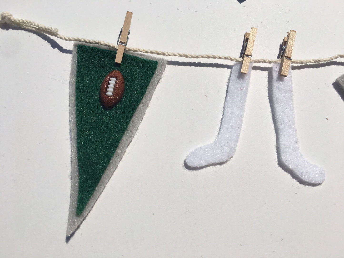 Miniature Felt Football Player's Clothesline Football Banner Garland Bunting Decoration Wall Hanging