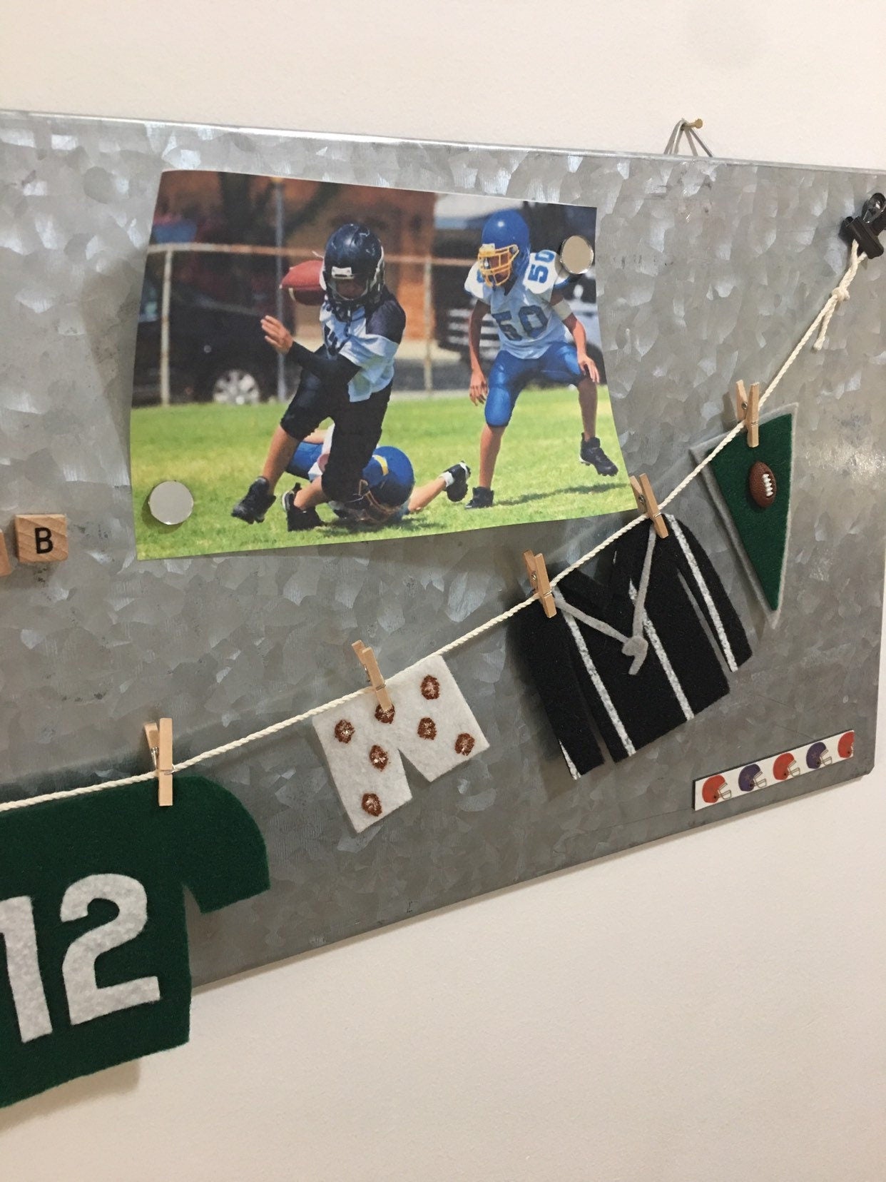 Miniature Felt Football Player's Clothesline Football Banner Garland Bunting Decoration Wall Hanging