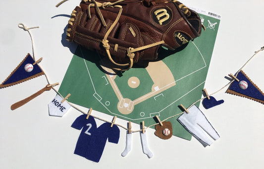 Miniature Felt Baseball Player's Clothesline Banner Bunting Garland Decoration Wall Hanging