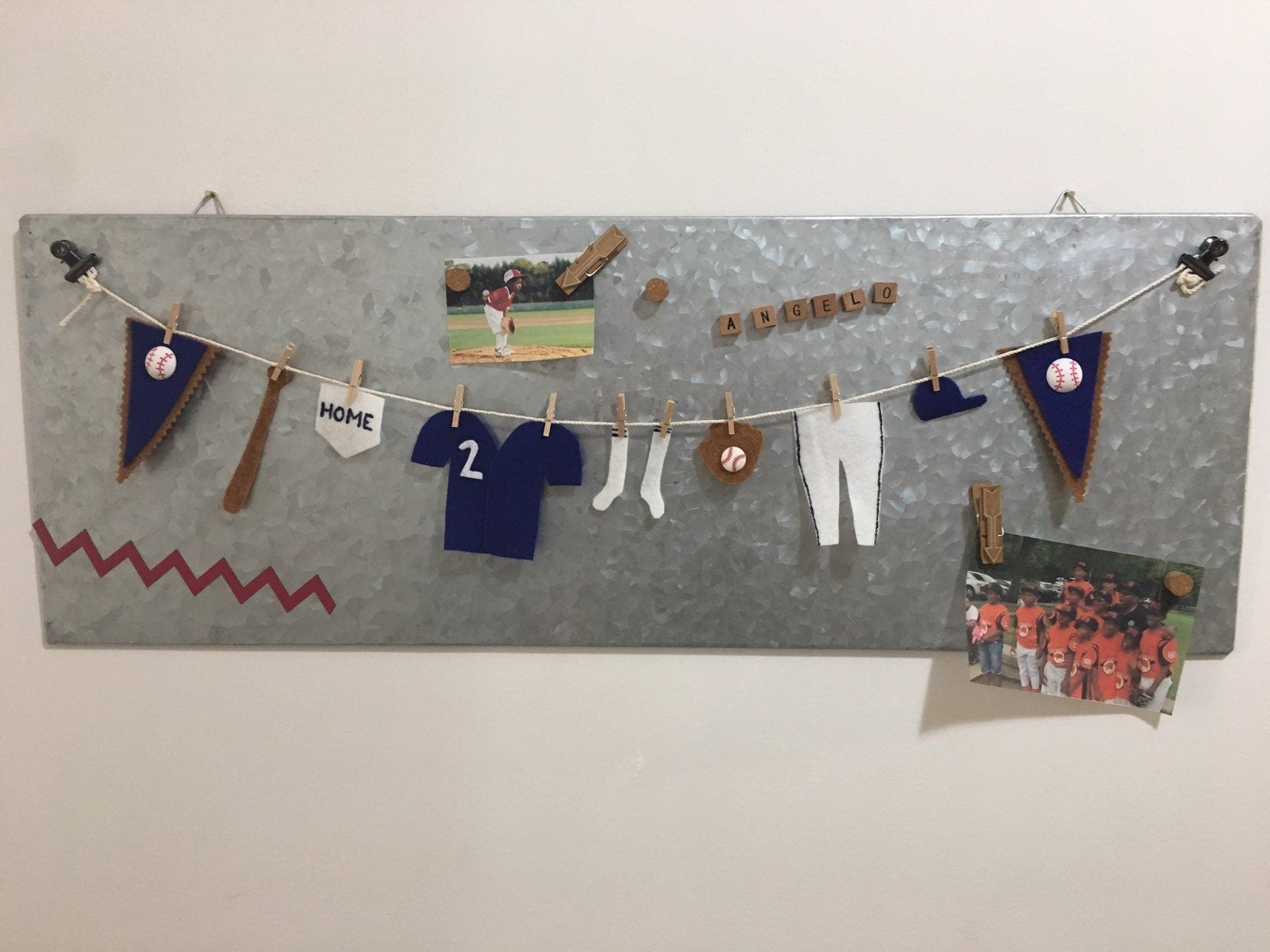 Miniature Felt Baseball Player's Clothesline Banner Bunting Garland Decoration Wall Hanging