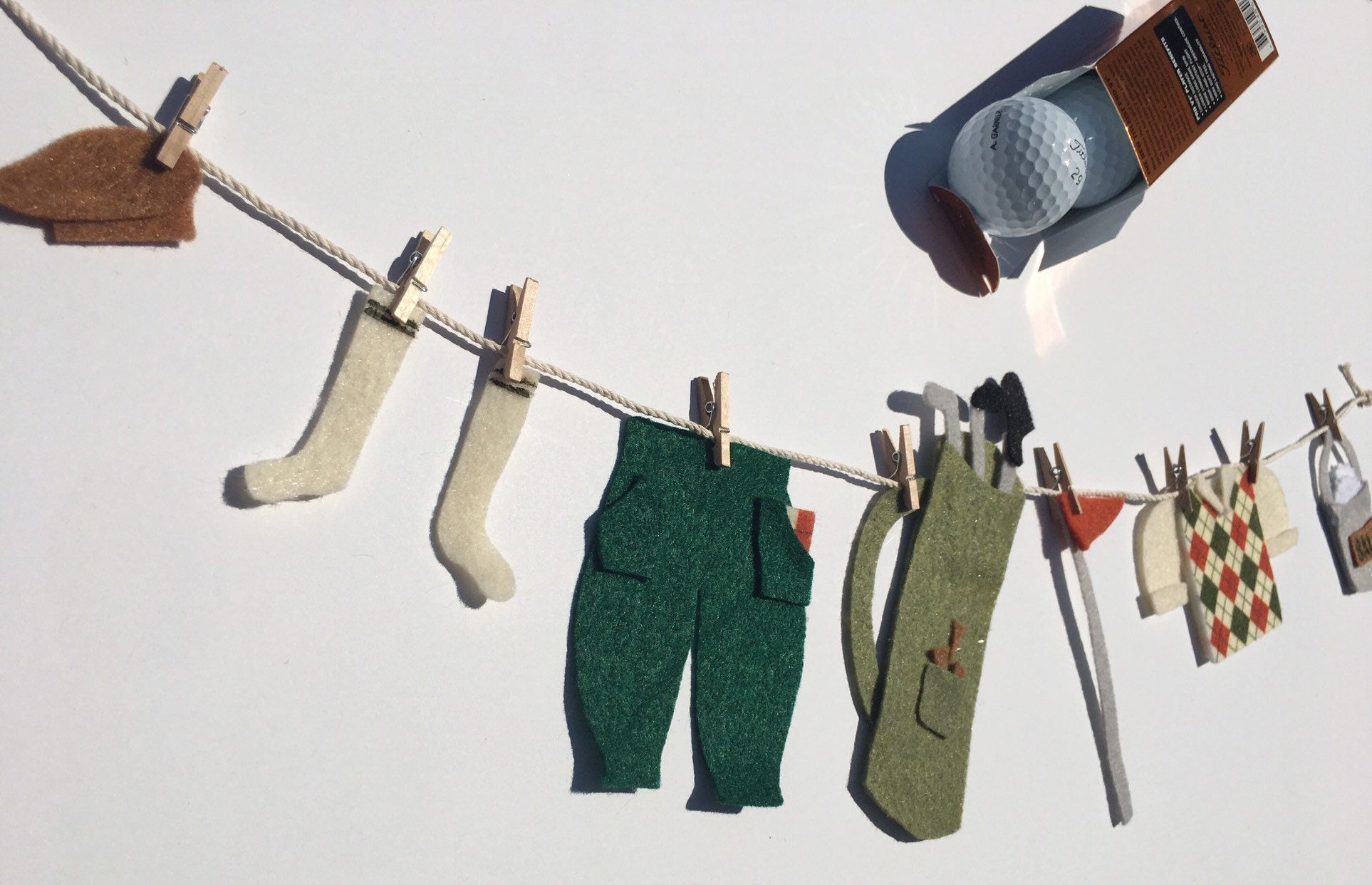 Miniature Felt Golfer's Clothesline Decoration Wall Hanging Banner Bunting Garland