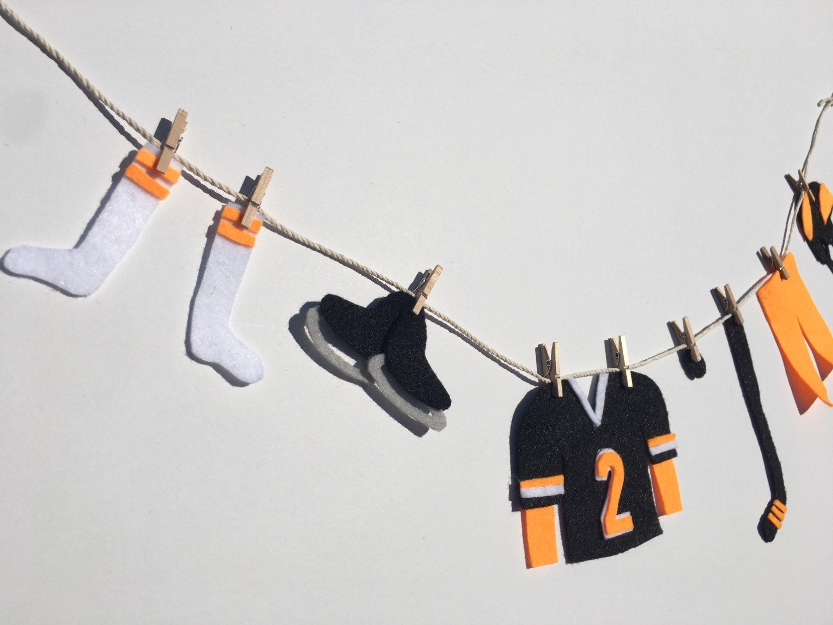 Miniature Felt Hockey Player's Clothesline Decoration Hockey Banner Bunting Garland Wall Hanging