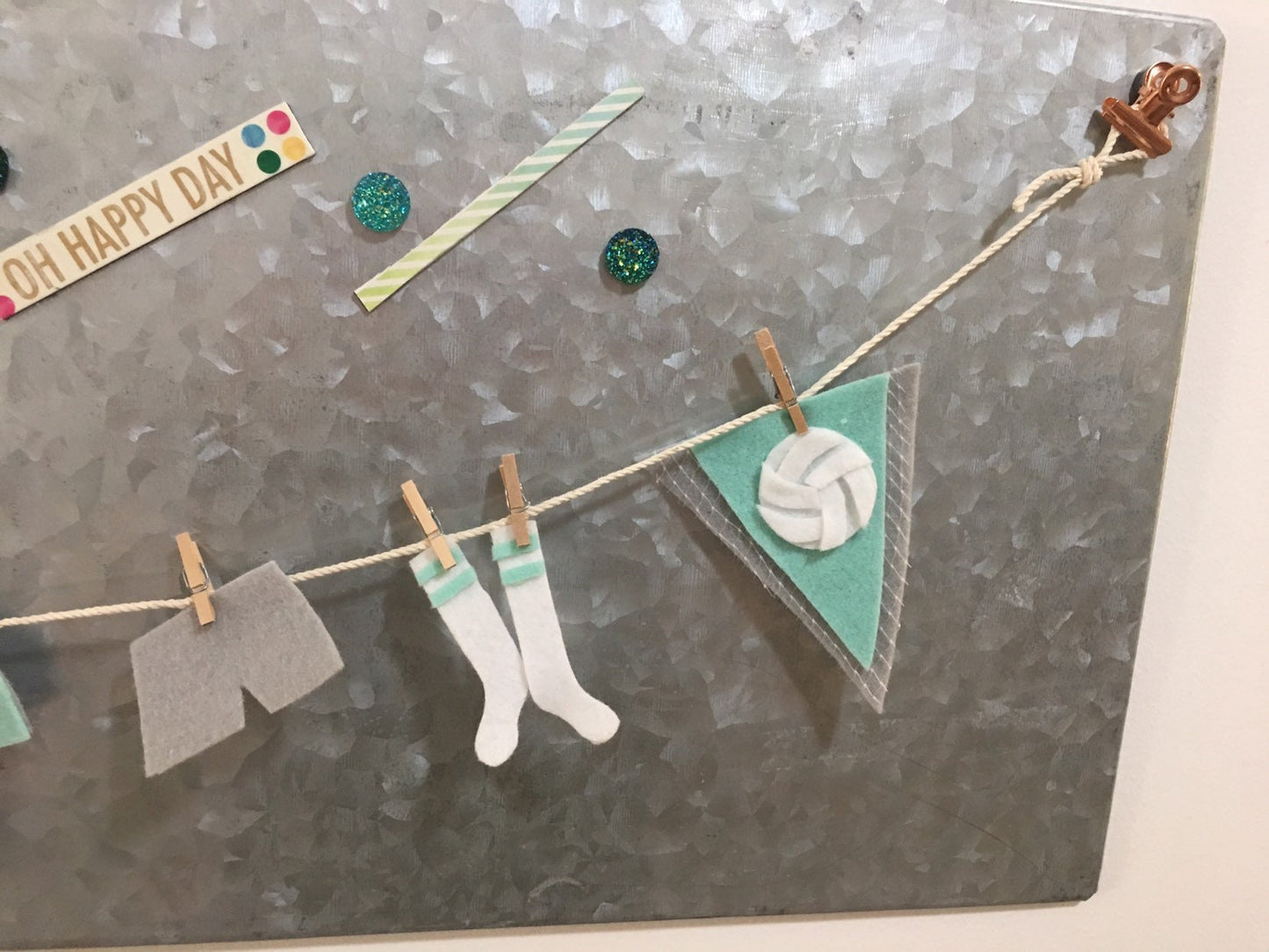 Miniature Felt Volleyball Player's Clothesline Decoration Vollyball Banner Bunting Garland Wall Hanging