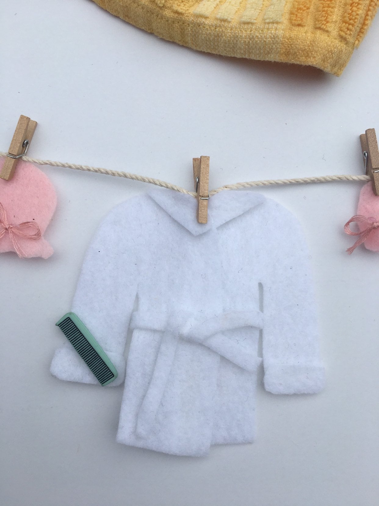 Bath Time Bathroom Miniature Felt Clothesline Banner Garland Bunting Decoration Wall Hanging