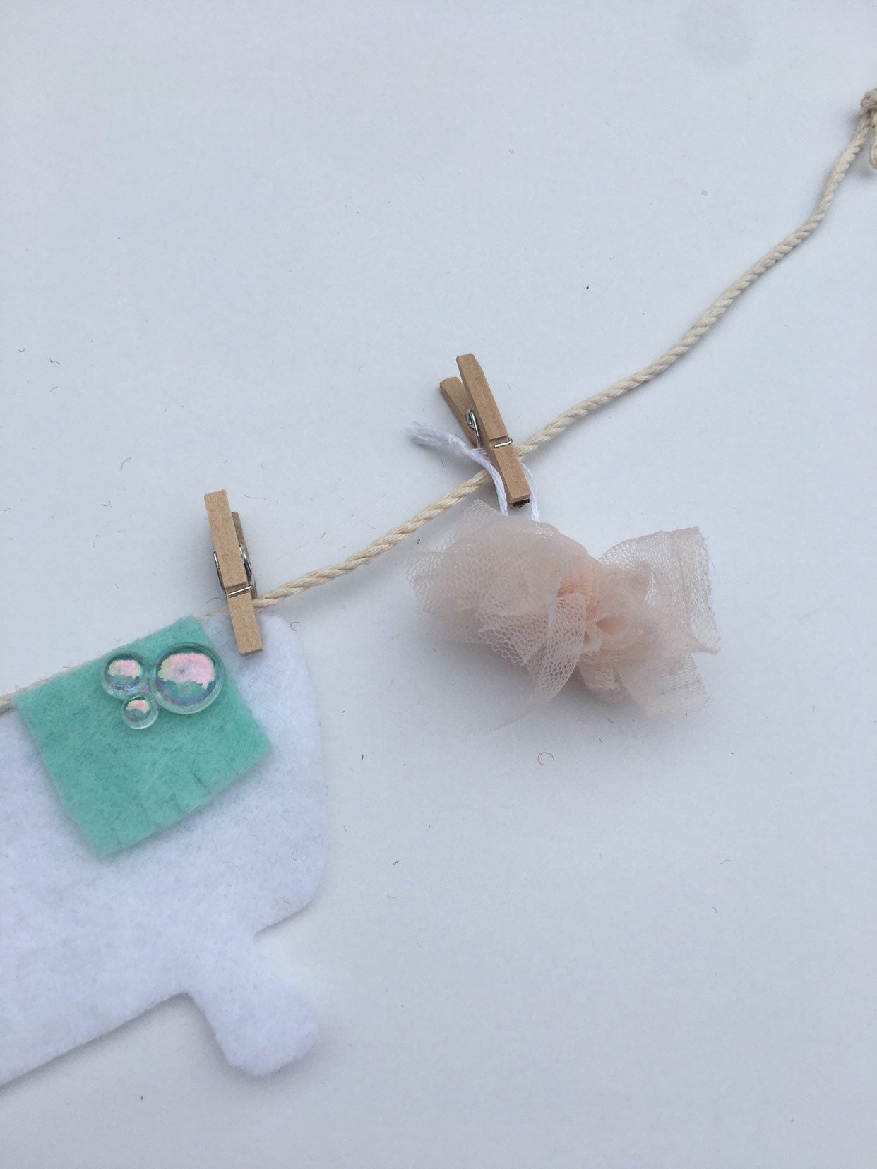 Bath Time Bathroom Miniature Felt Clothesline Banner Garland Bunting Decoration Wall Hanging