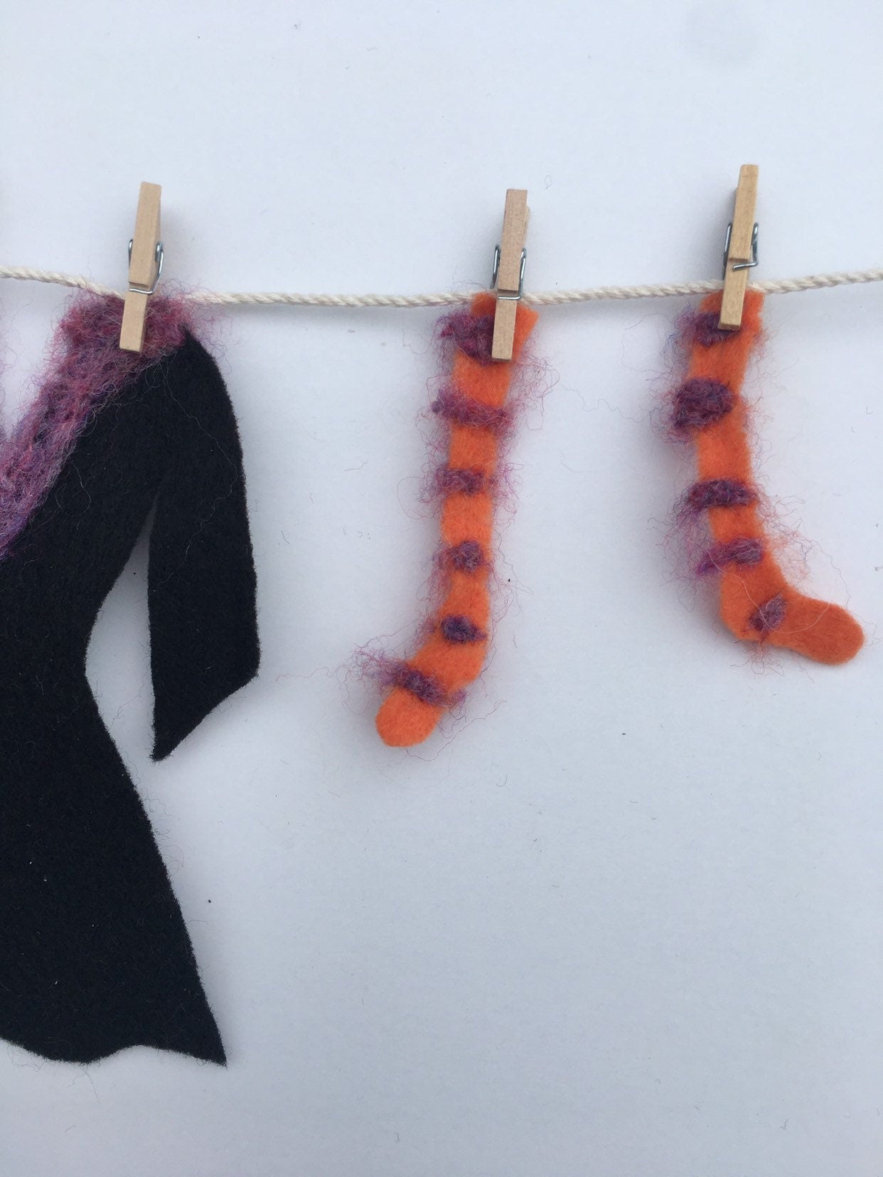 Witch Clothesline Miniature Felted Banner Bunting Garland Halloween Decoration Wall Hanging