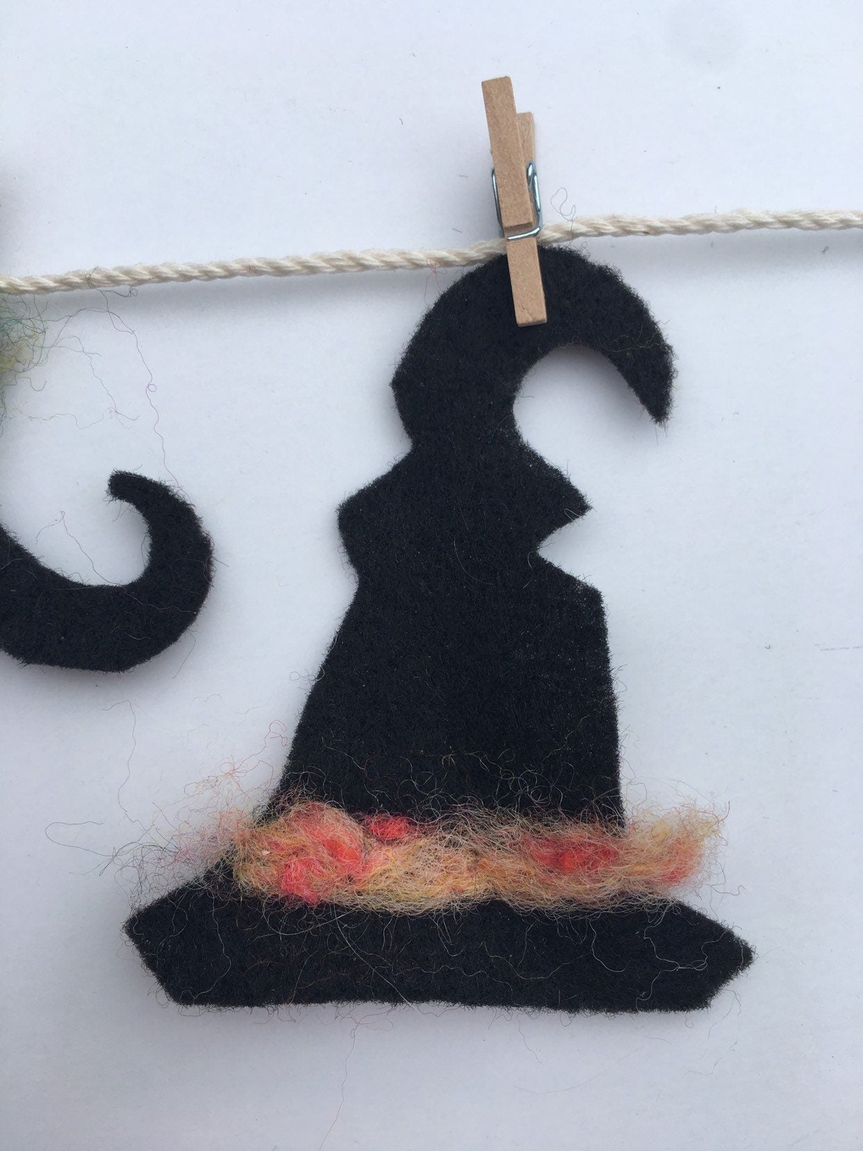 Witch Clothesline Miniature Felted Banner Bunting Garland Halloween Decoration Wall Hanging