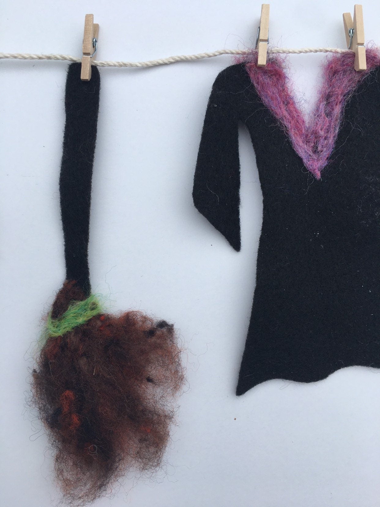 Witch Clothesline Miniature Felted Banner Bunting Garland Halloween Decoration Wall Hanging