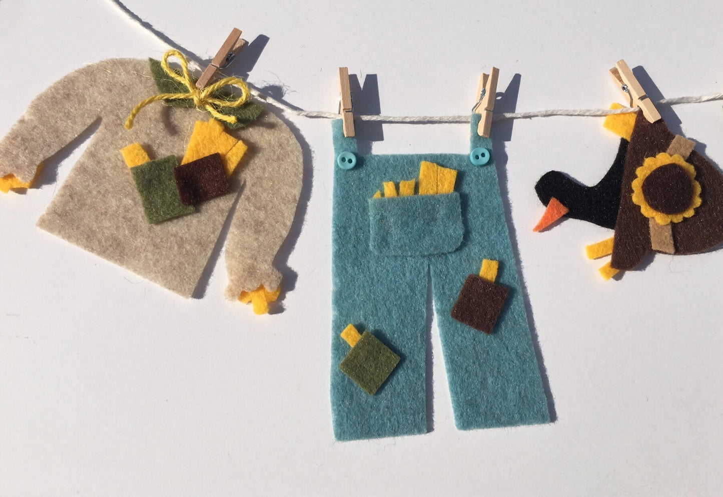 Miniature Felt Scarecrow Clothesline Decoration Fall Banner Harvest Garland Autumn Wall Hanging
