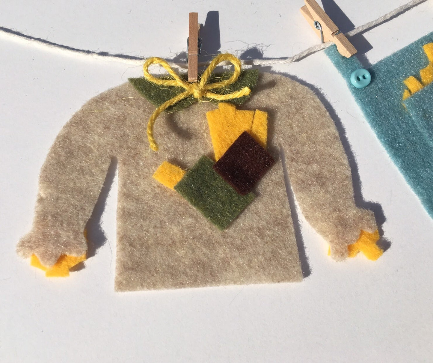 Miniature Felt Scarecrow Clothesline Decoration Fall Banner Harvest Garland Autumn Wall Hanging