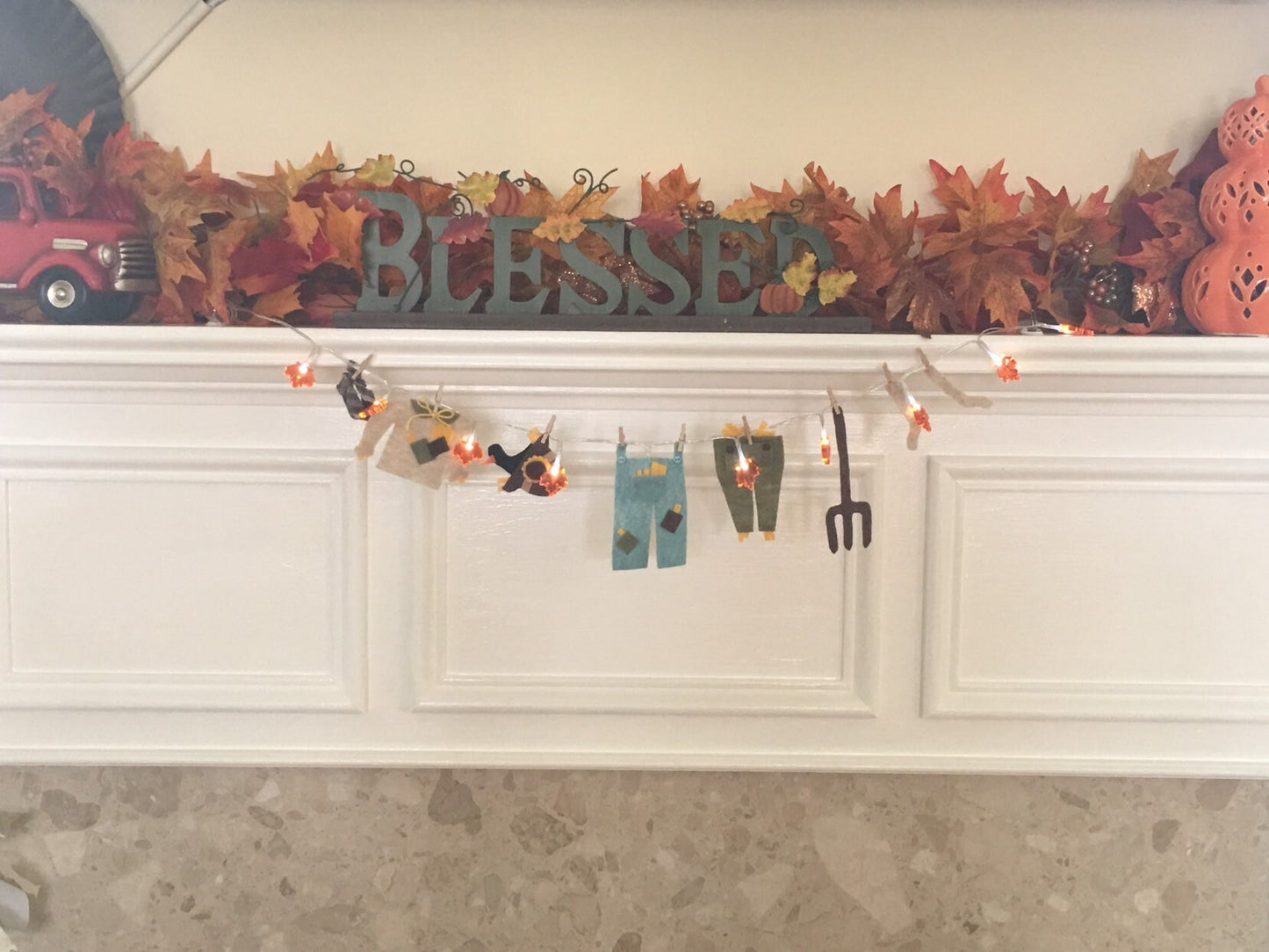 Miniature Felt Scarecrow Clothesline Decoration Fall Banner Harvest Garland Autumn Wall Hanging