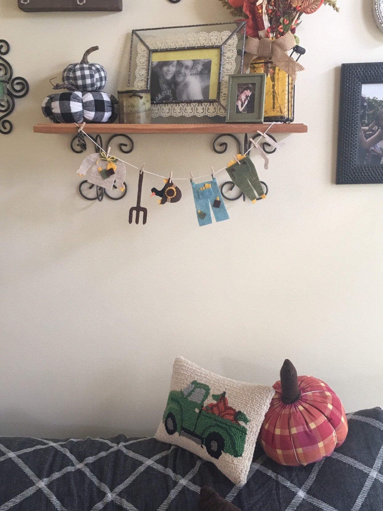 Miniature Felt Scarecrow Clothesline Decoration Fall Banner Harvest Garland Autumn Wall Hanging