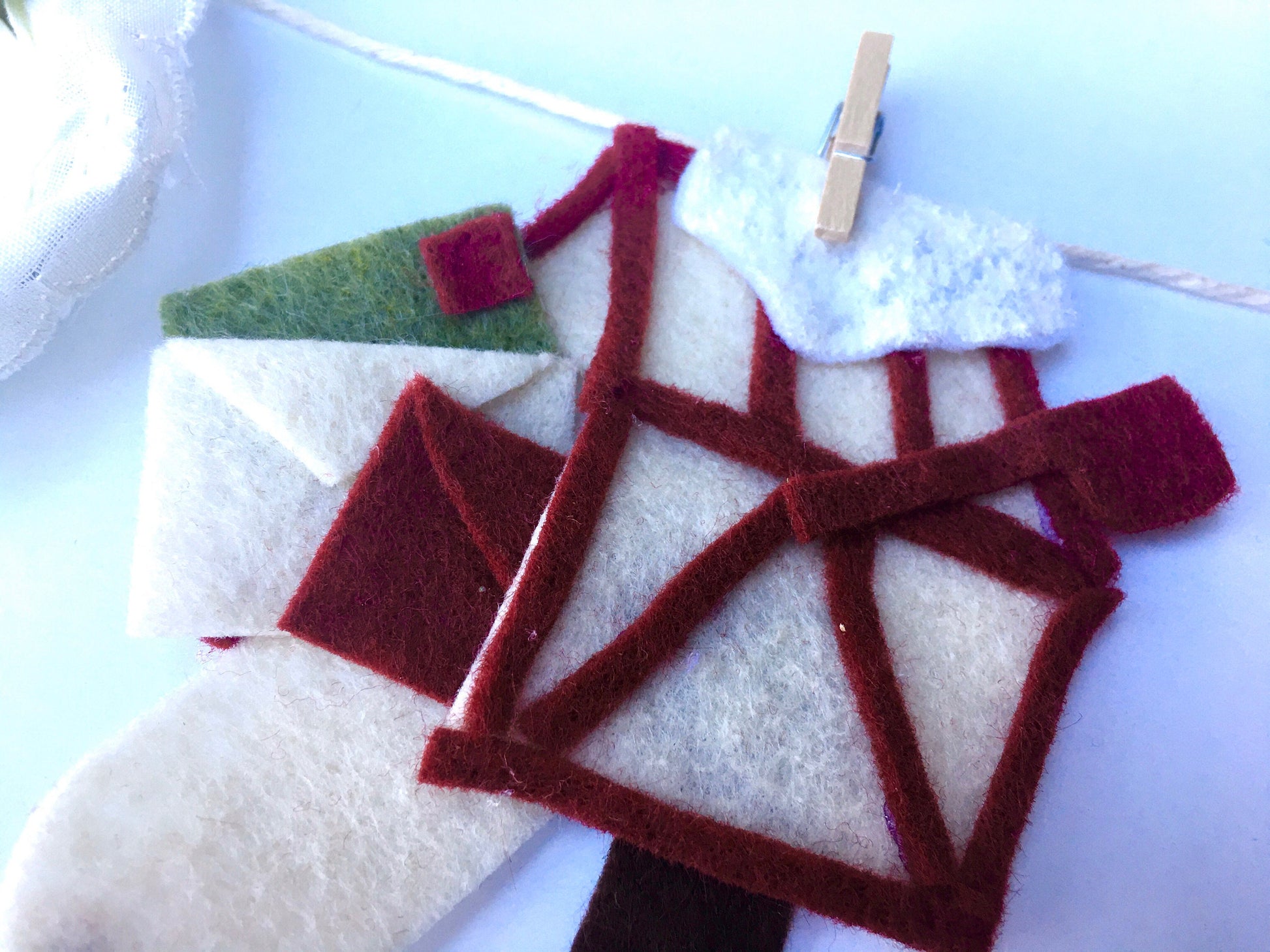 Mrs. Santa Claus at Home Christmas Banner Clothesline Bunting Garland Wall Hanging Decoration