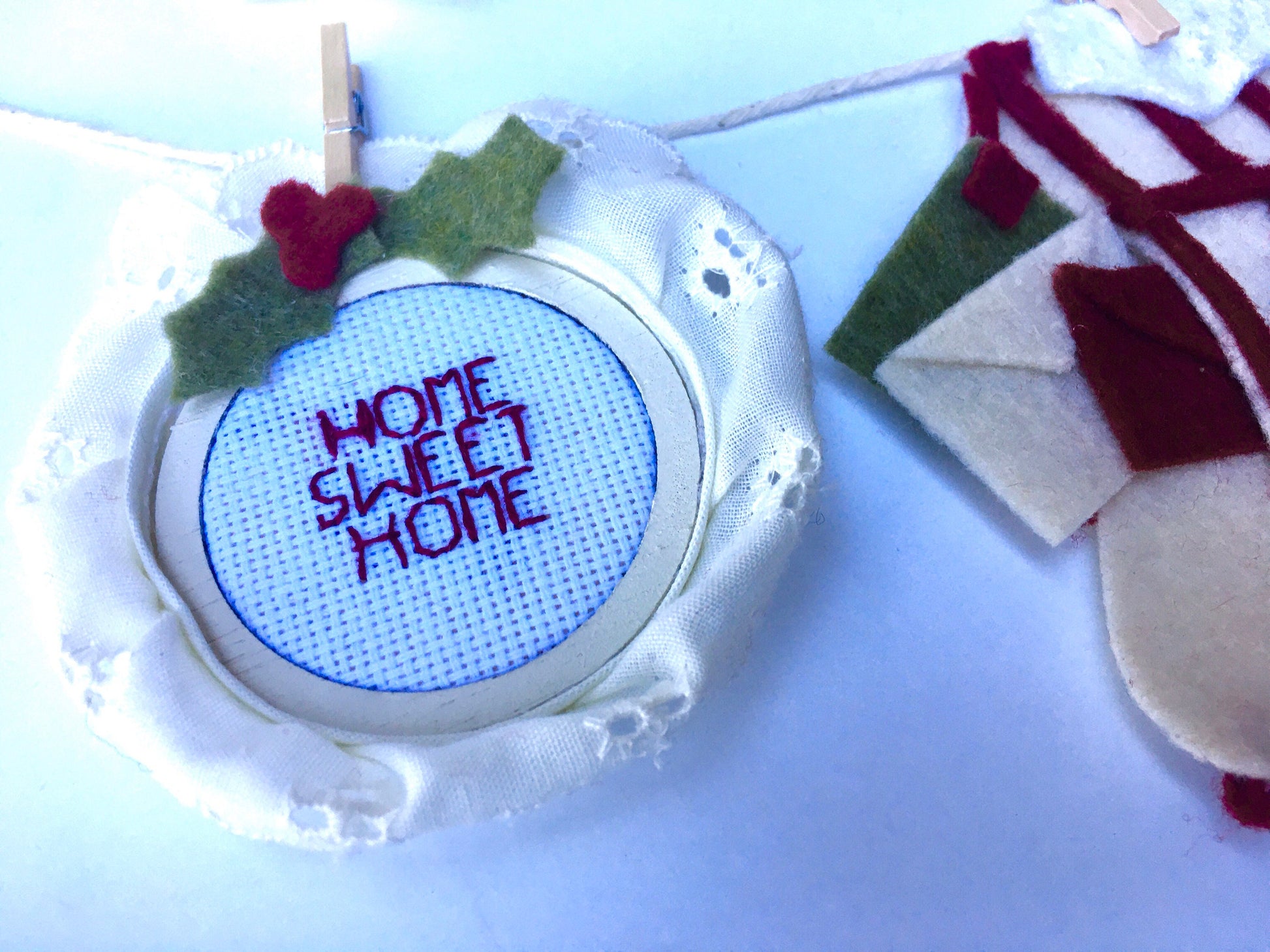 Mrs. Santa Claus at Home Christmas Banner Clothesline Bunting Garland Wall Hanging Decoration