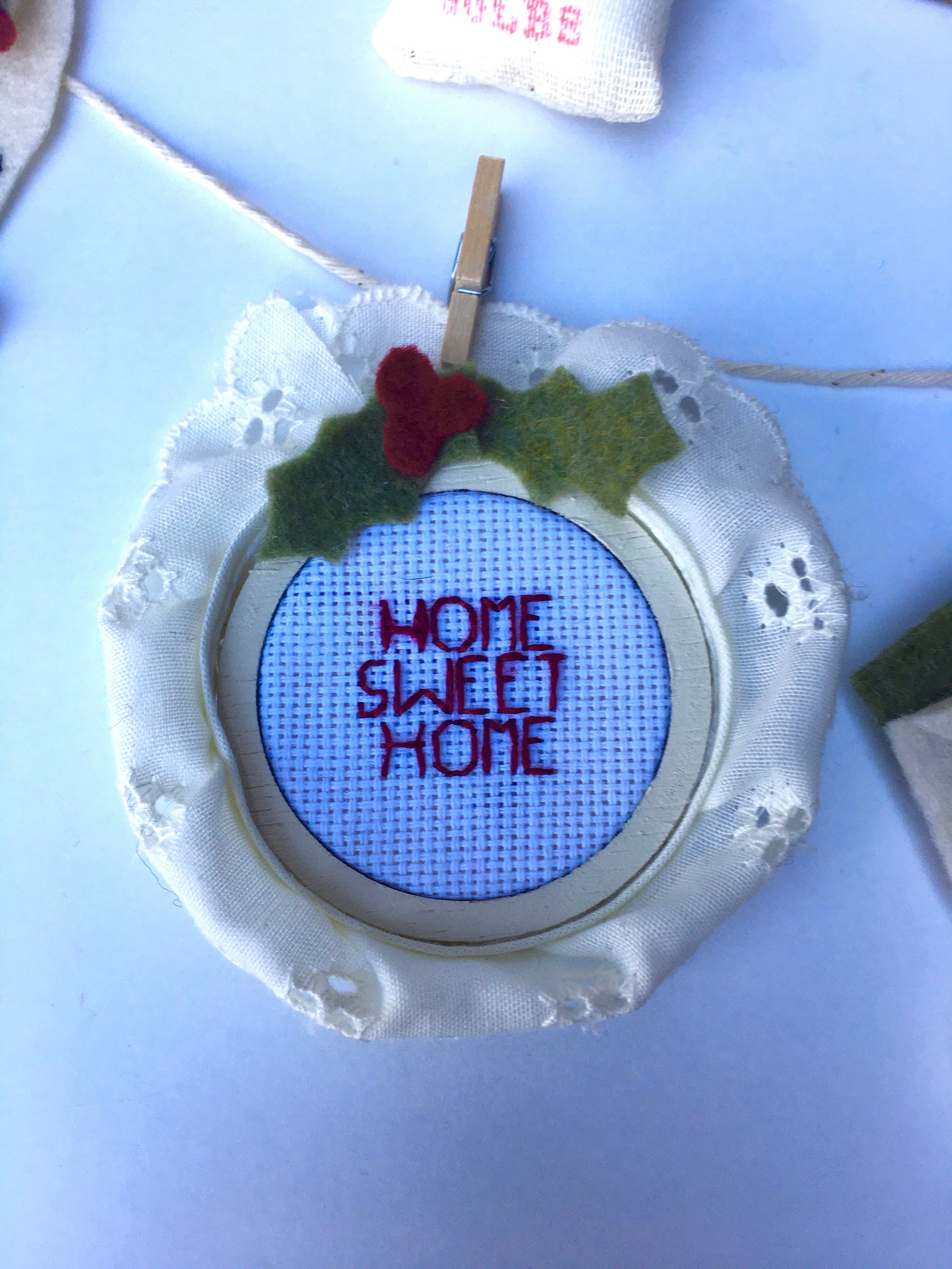 Mrs. Santa Claus at Home Christmas Banner Clothesline Bunting Garland Wall Hanging Decoration