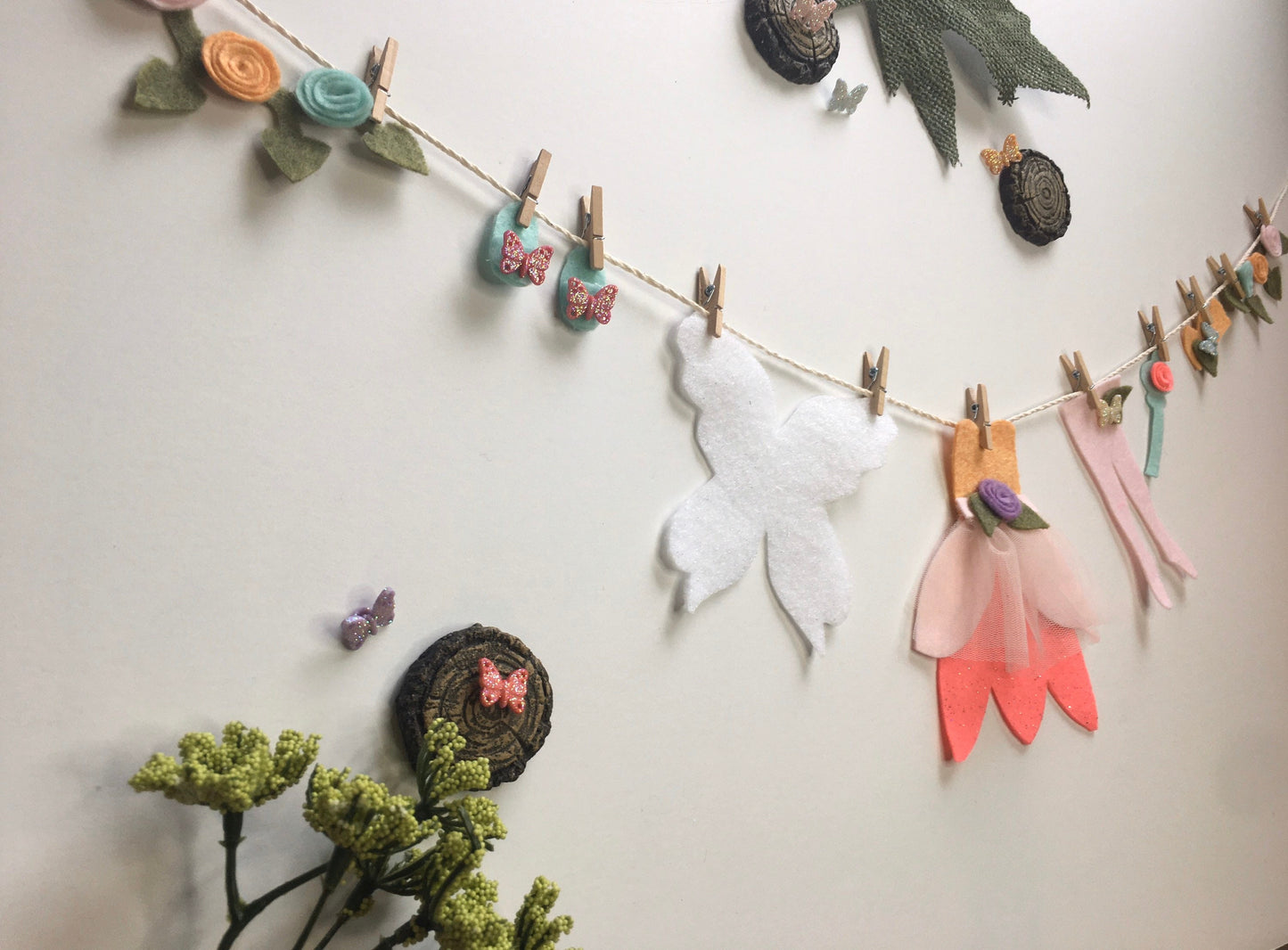 Fairy Princess Miniature Felt Clothesline Banner Garland Bunting Wall Hanging Decoration