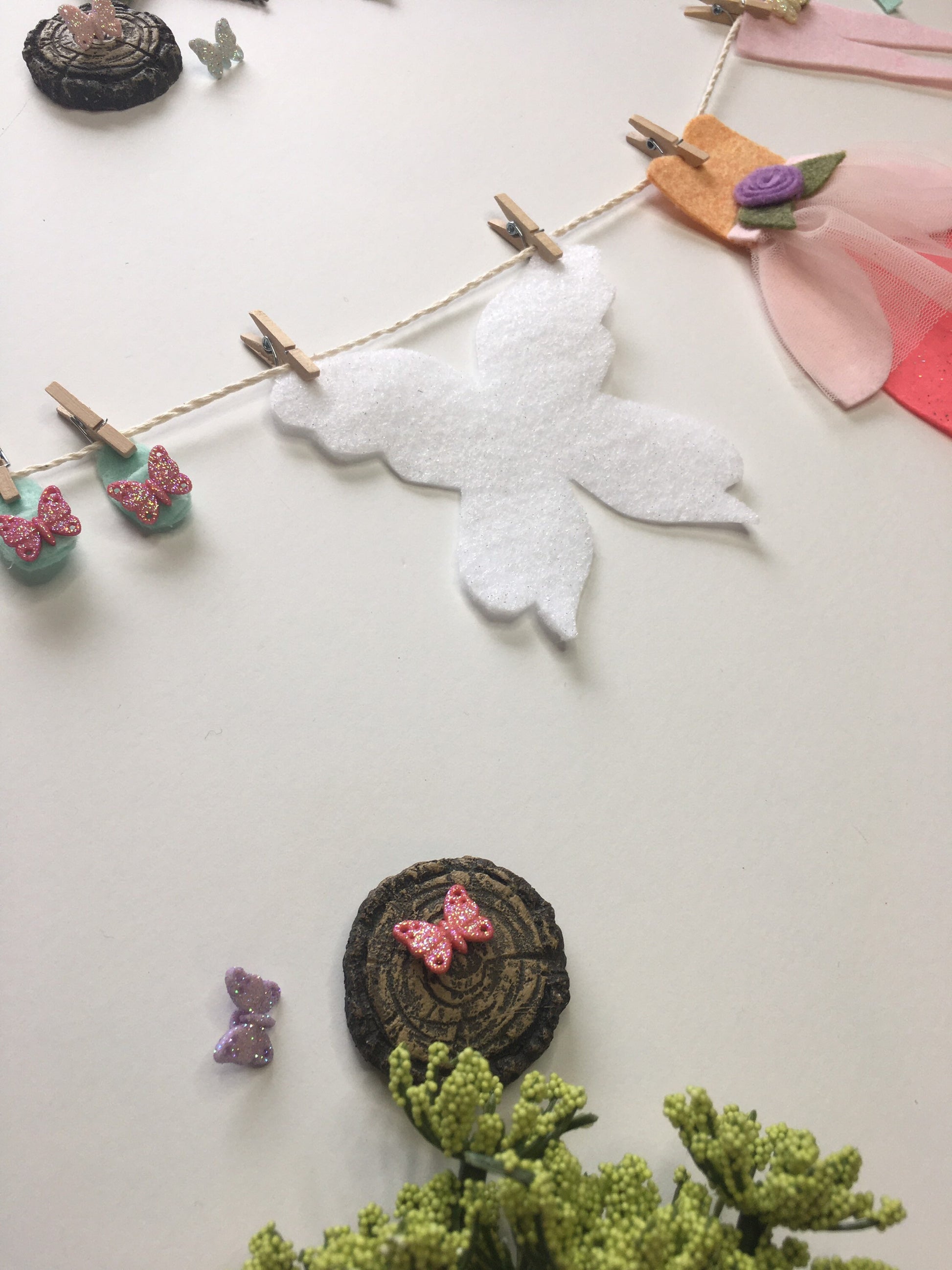 Fairy Princess Miniature Felt Clothesline Banner Garland Bunting Wall Hanging Decoration