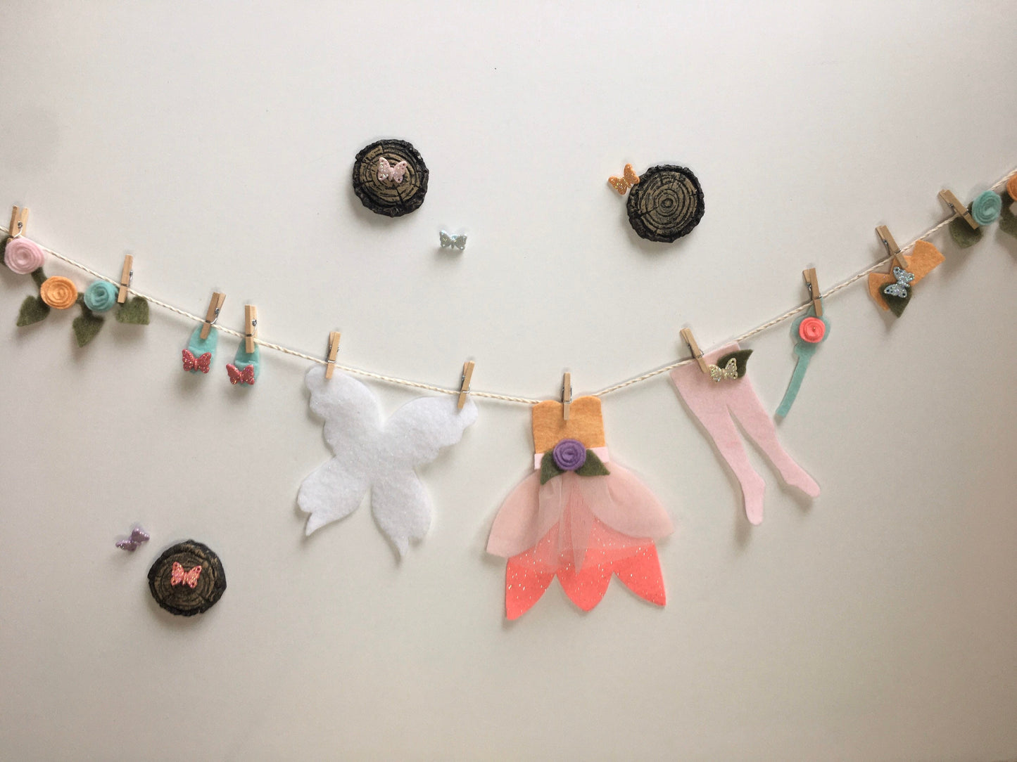 Fairy Princess Miniature Felt Clothesline Banner Garland Bunting Wall Hanging Decoration
