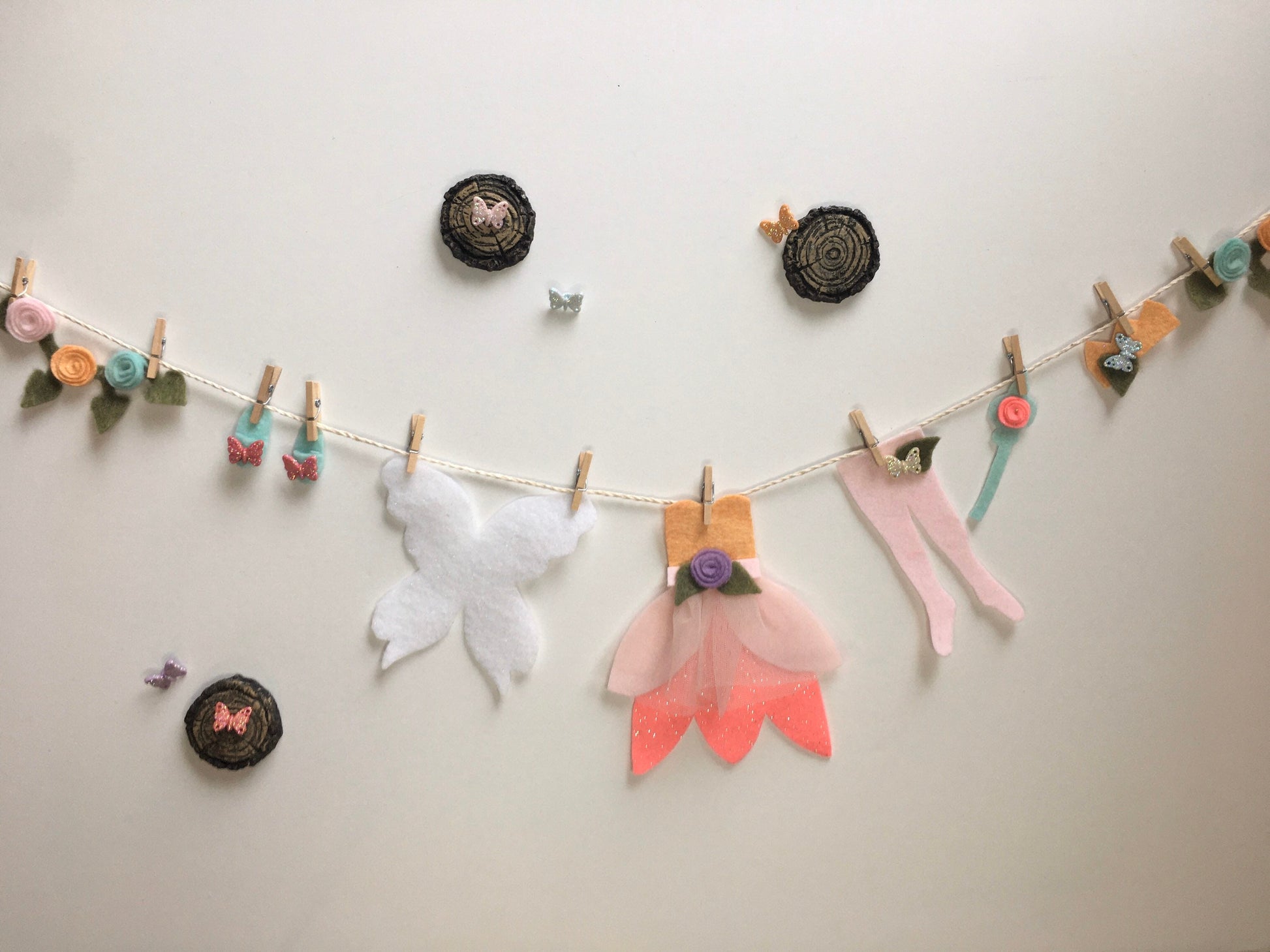 Fairy Princess Miniature Felt Clothesline Banner Garland Bunting Wall Hanging Decoration