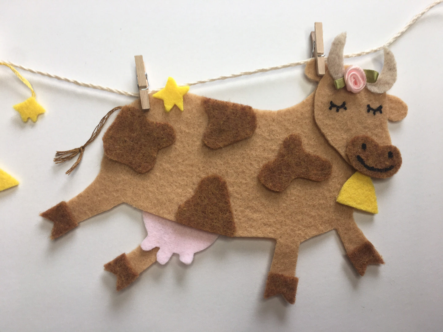 Hey Diddle Diddle Felt Miniature Nursery Clothesline Banner Garland Bunting Wall Hanging Decoration