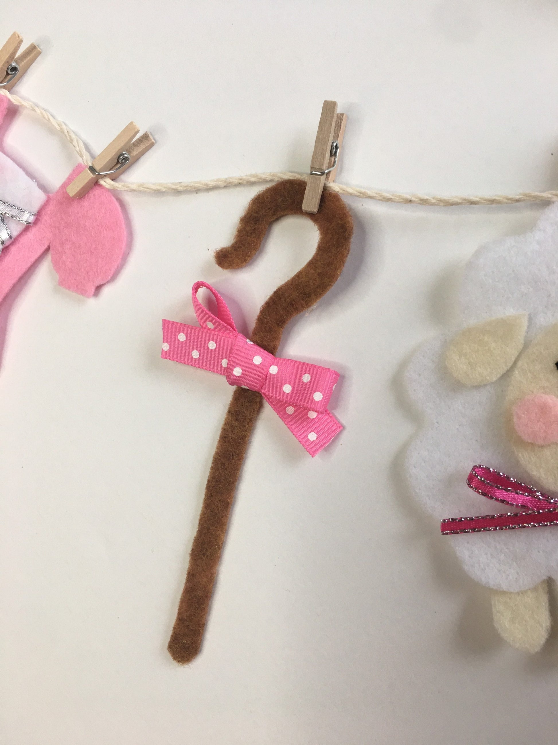 Little Bo Peep Felt Miniature Nursery Clothesline Banner Garland Bunting Wall Hanging Decoration