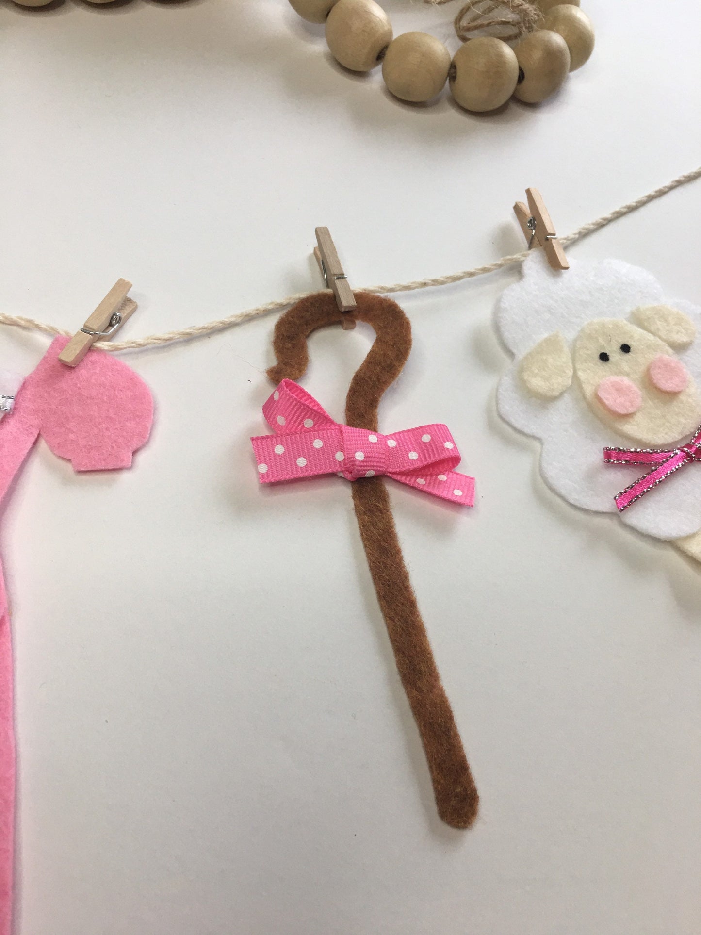 Little Bo Peep Felt Miniature Nursery Clothesline Banner Garland Bunting Wall Hanging Decoration