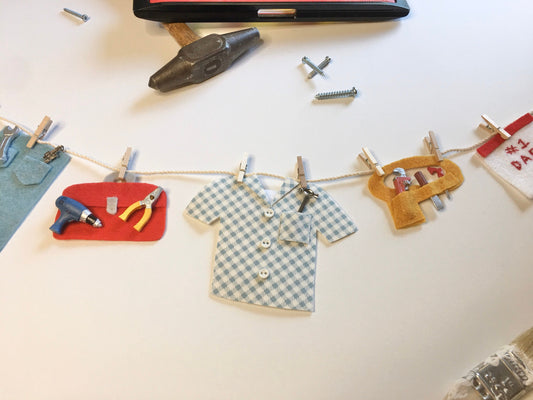 Tool Man Felt Miniature Clothesline Banner Garland Decoration Wall Hanging for Father’s Day