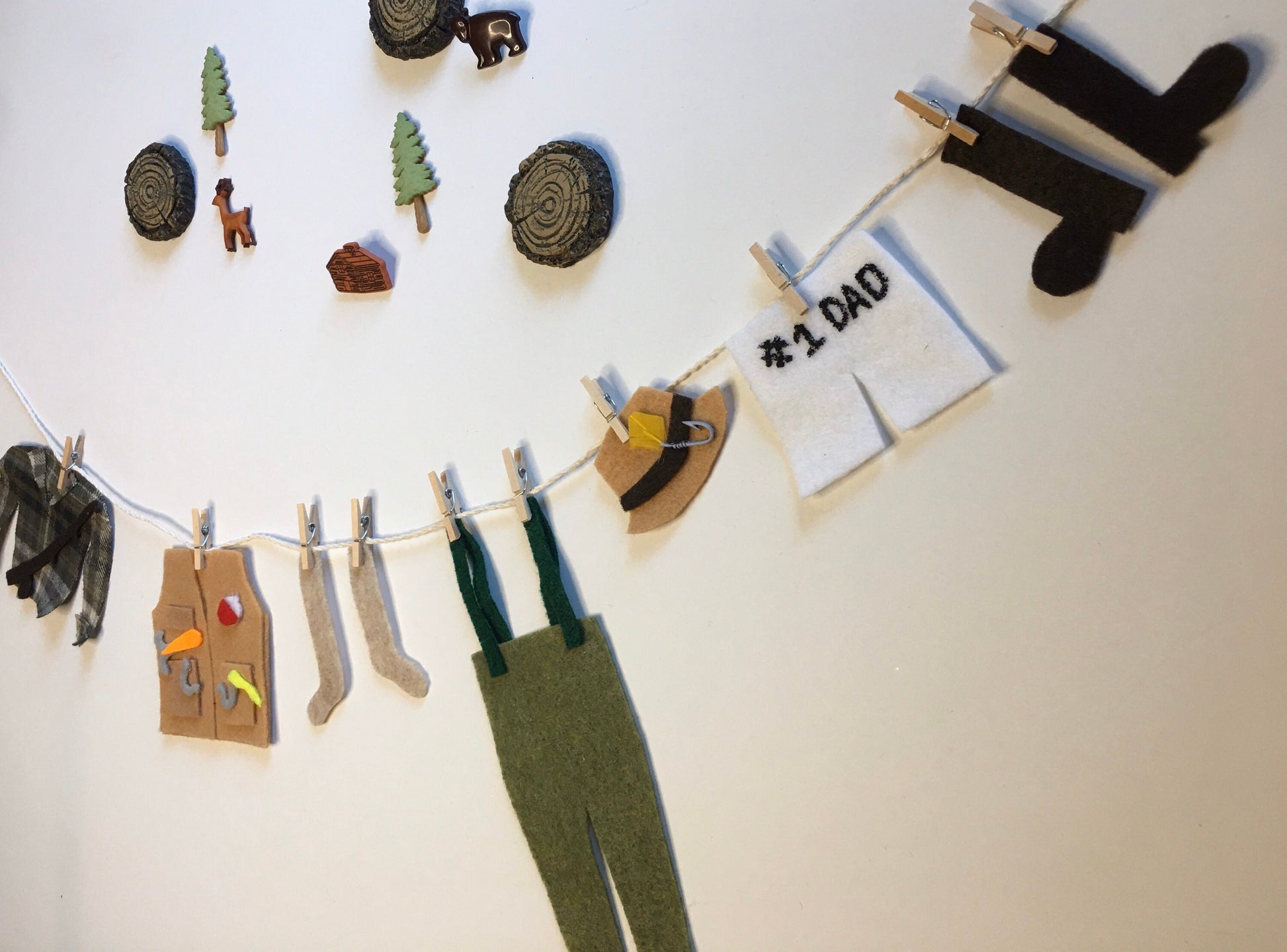 Fishing Dad Miniature Felt Clothesline Banner Garland Bunting Wall Hanging Decoration for Father’s Day