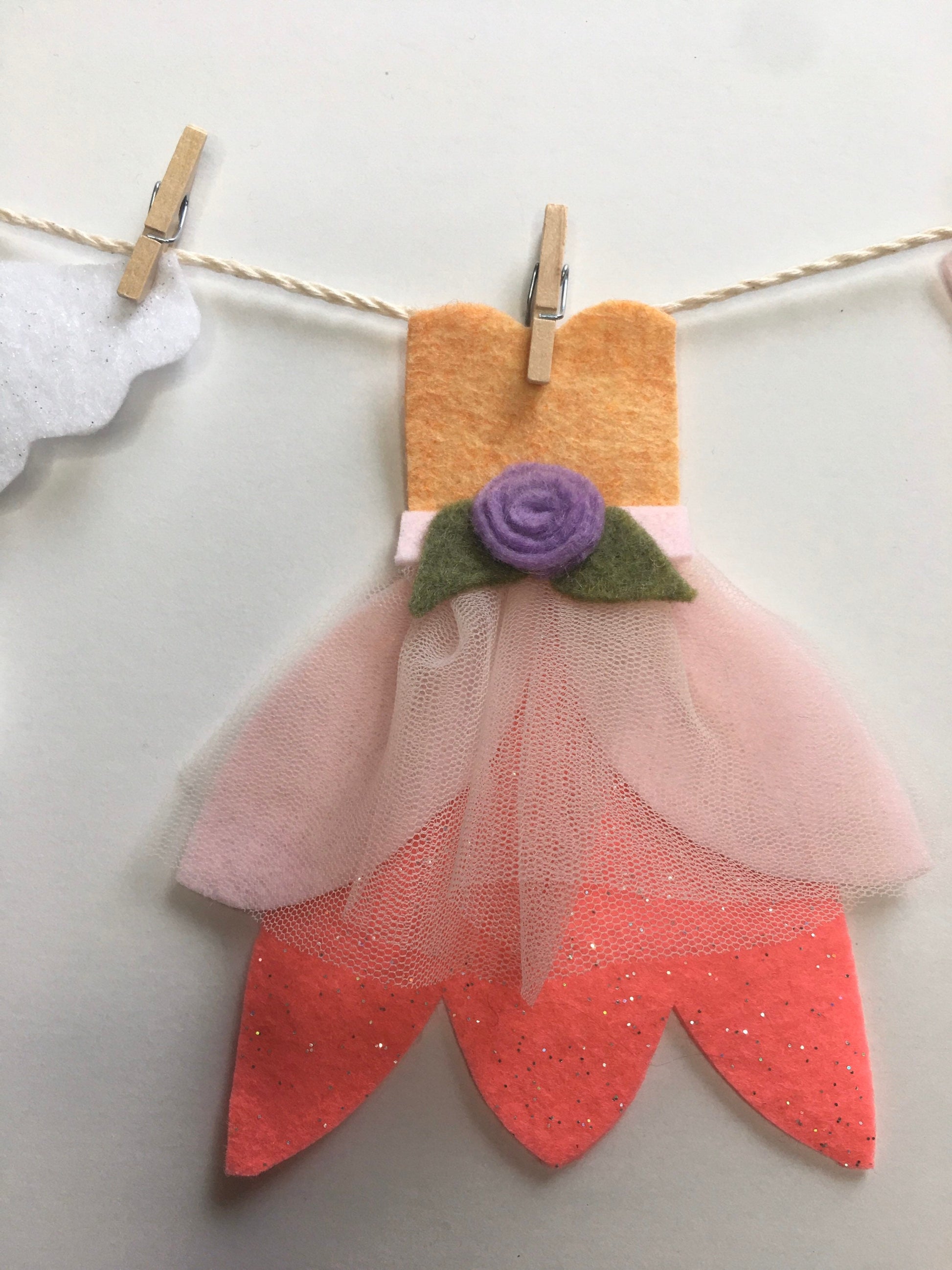 Fairy Princess Miniature Felt Clothesline Banner Garland Bunting Wall Hanging Decoration