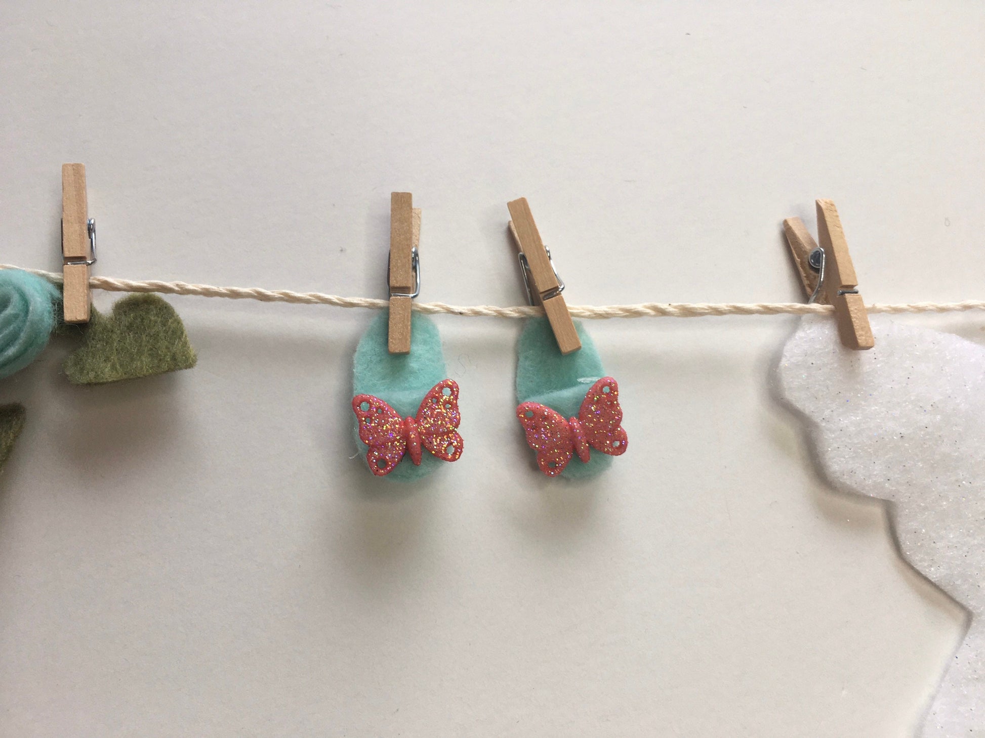 Fairy Princess Miniature Felt Clothesline Banner Garland Bunting Wall Hanging Decoration