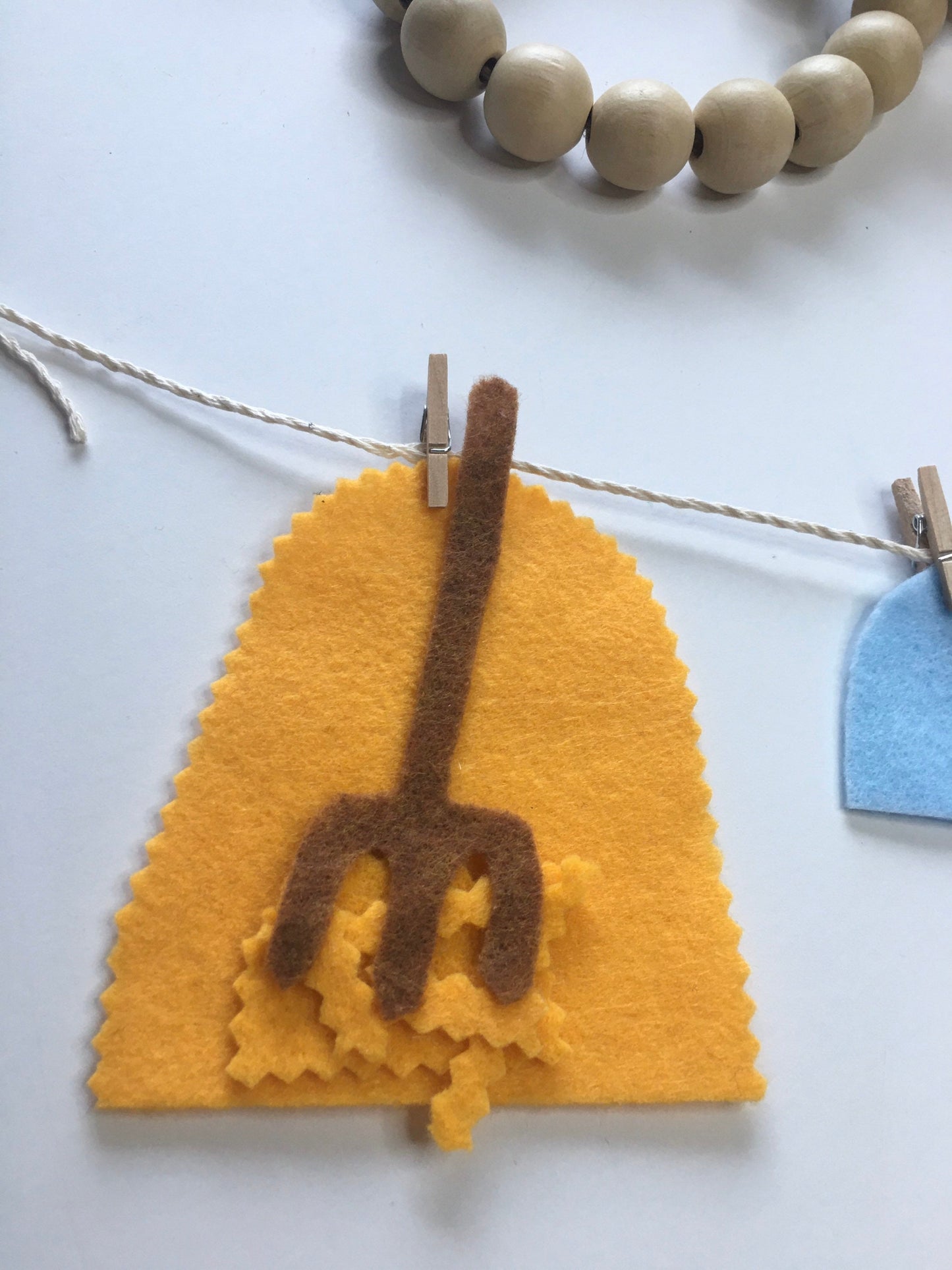 Little Boy Blue Miniature Felt Clothesline Banner Garland Bunting Wall Hanging Decoration