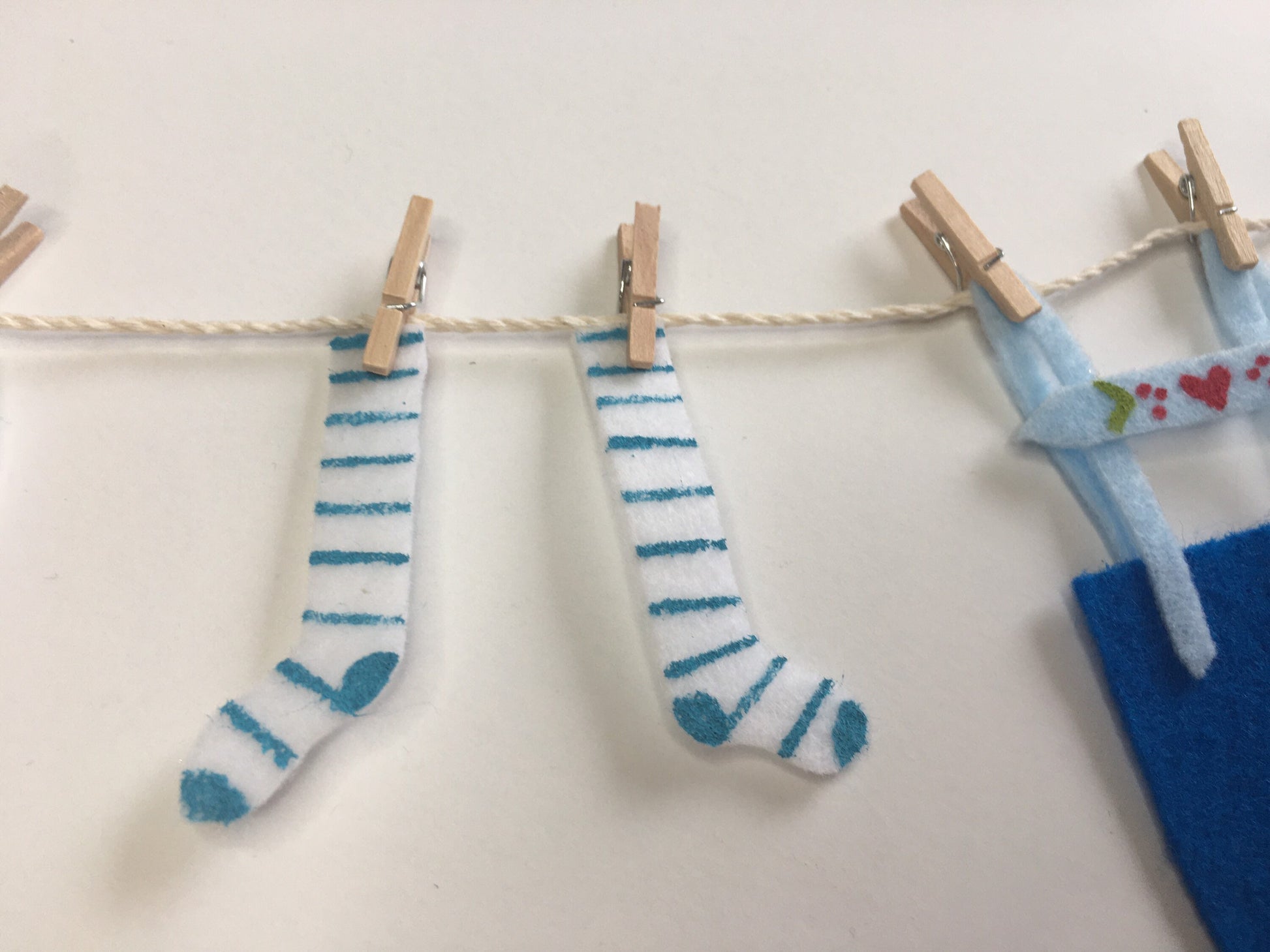 Little Boy Blue Miniature Felt Clothesline Banner Garland Bunting Wall Hanging Decoration