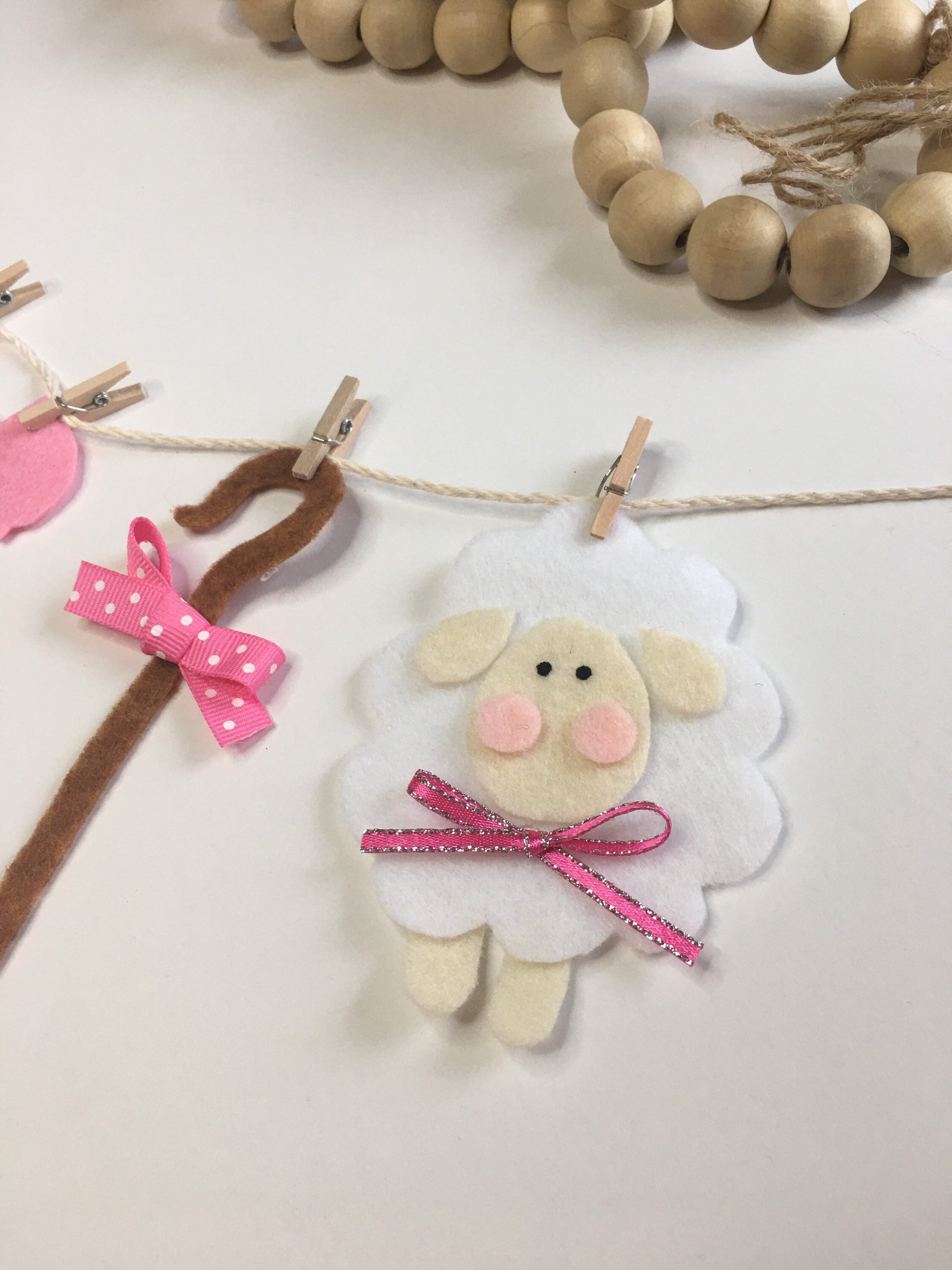 Little Bo Peep Felt Miniature Nursery Clothesline Banner Garland Bunting Wall Hanging Decoration