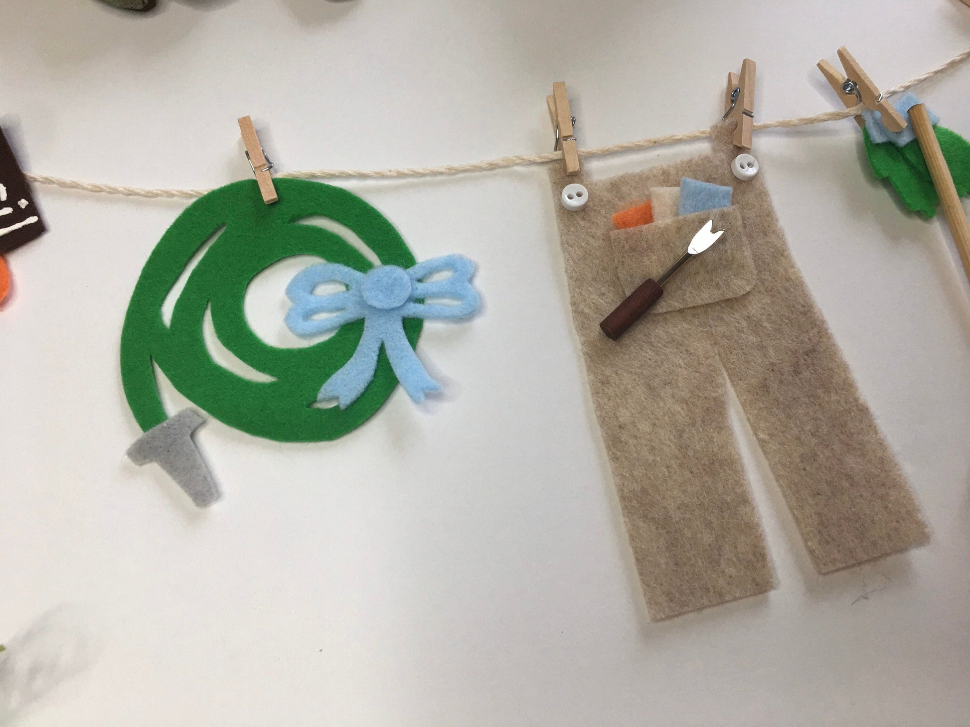 Gardening Miniature Felt Clothesline Banner Garland Bunting Decoration