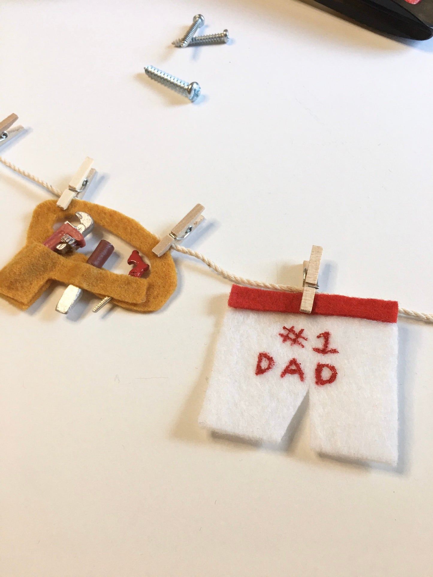 Tool Man Felt Miniature Clothesline Banner Garland Decoration Wall Hanging for Father’s Day