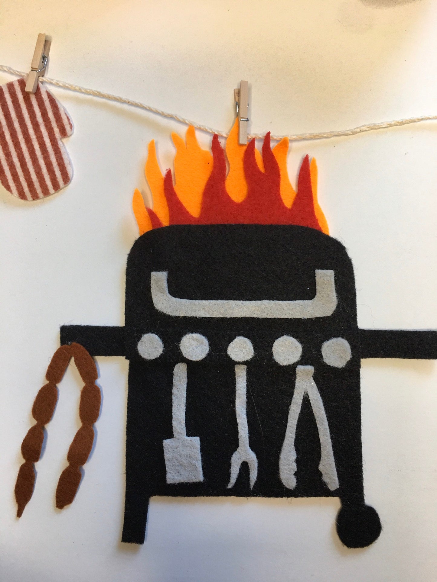 Grilling Master Barbecue Miniature Felt Clothesline Banner Garland Bunting Wall Hanging Decoration for Father’s Day