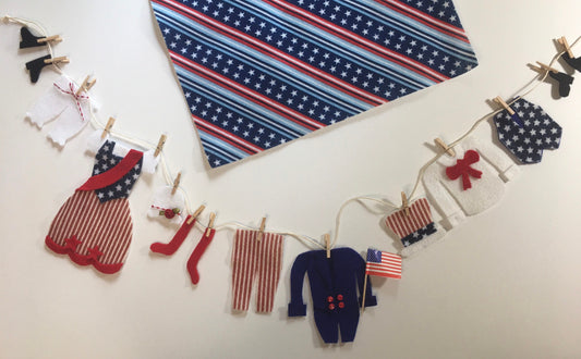 Uncle Sam Miniature Felt Clothesline Patriotic Banner Americana Bunting Wall Hanging Decoration for USA