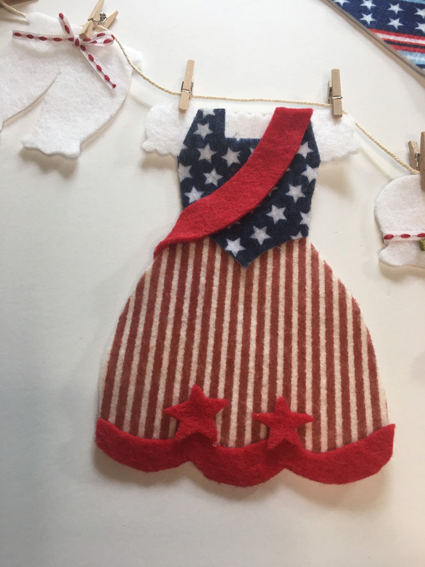 Uncle Sam Miniature Felt Clothesline Patriotic Banner Americana Bunting Wall Hanging Decoration for USA