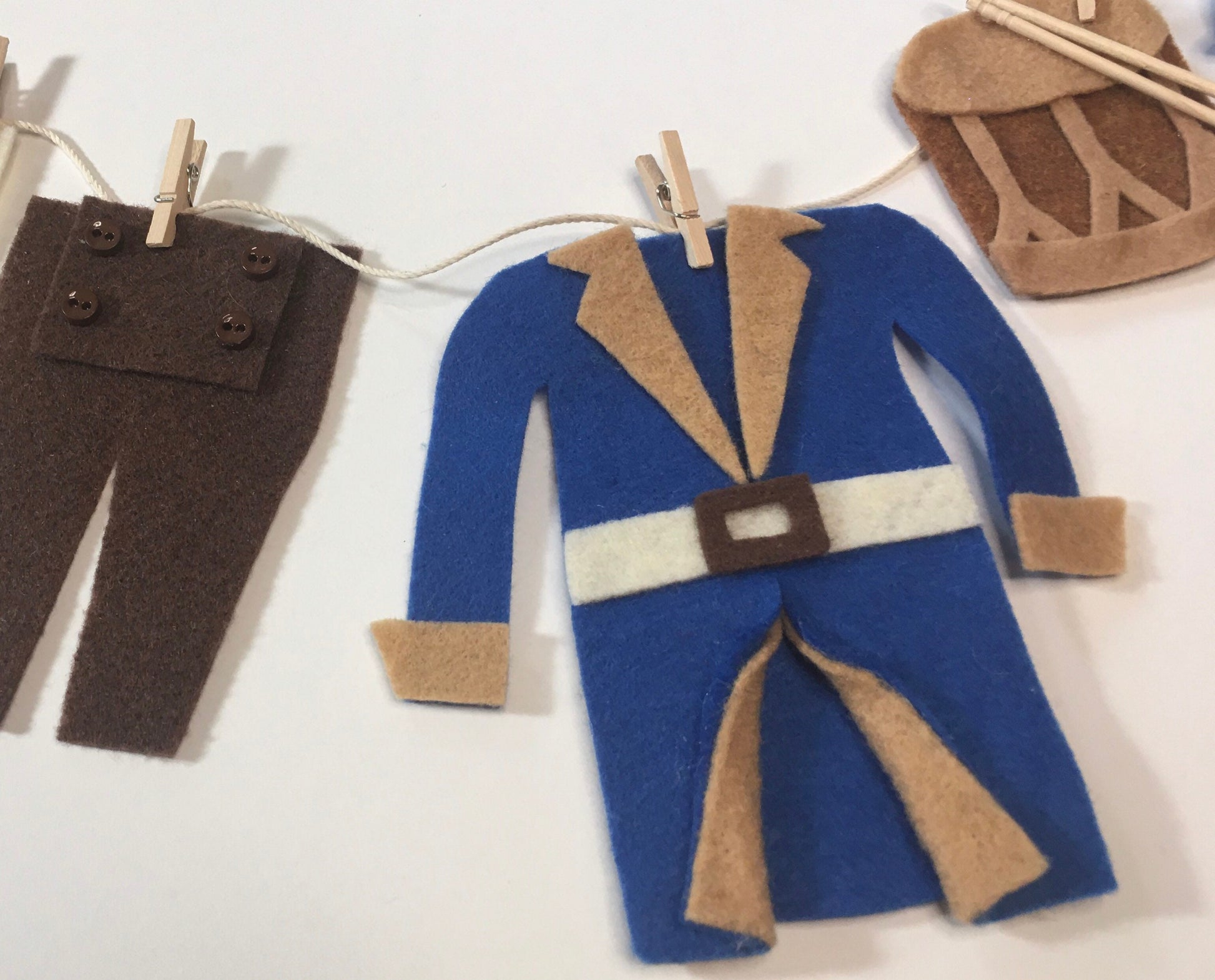 Yankee Doodle Dandy Paul Revere Miniature Felt Clothesline Banner Garland Bunting Wall Hanging Decoration for Independence Day