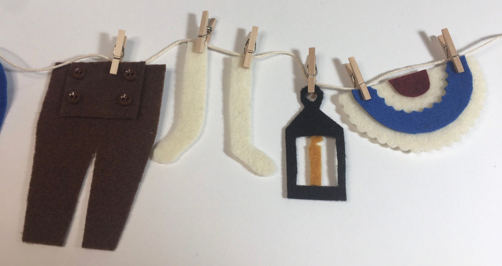 Yankee Doodle Dandy Paul Revere Miniature Felt Clothesline Banner Garland Bunting Wall Hanging Decoration for Independence Day