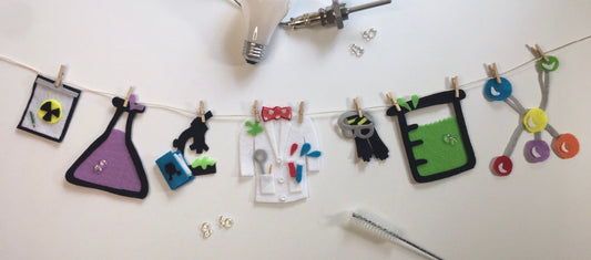 Scientist Miniature Felt Clothesline Banner Garland Bunting Wall Hanging Decoration