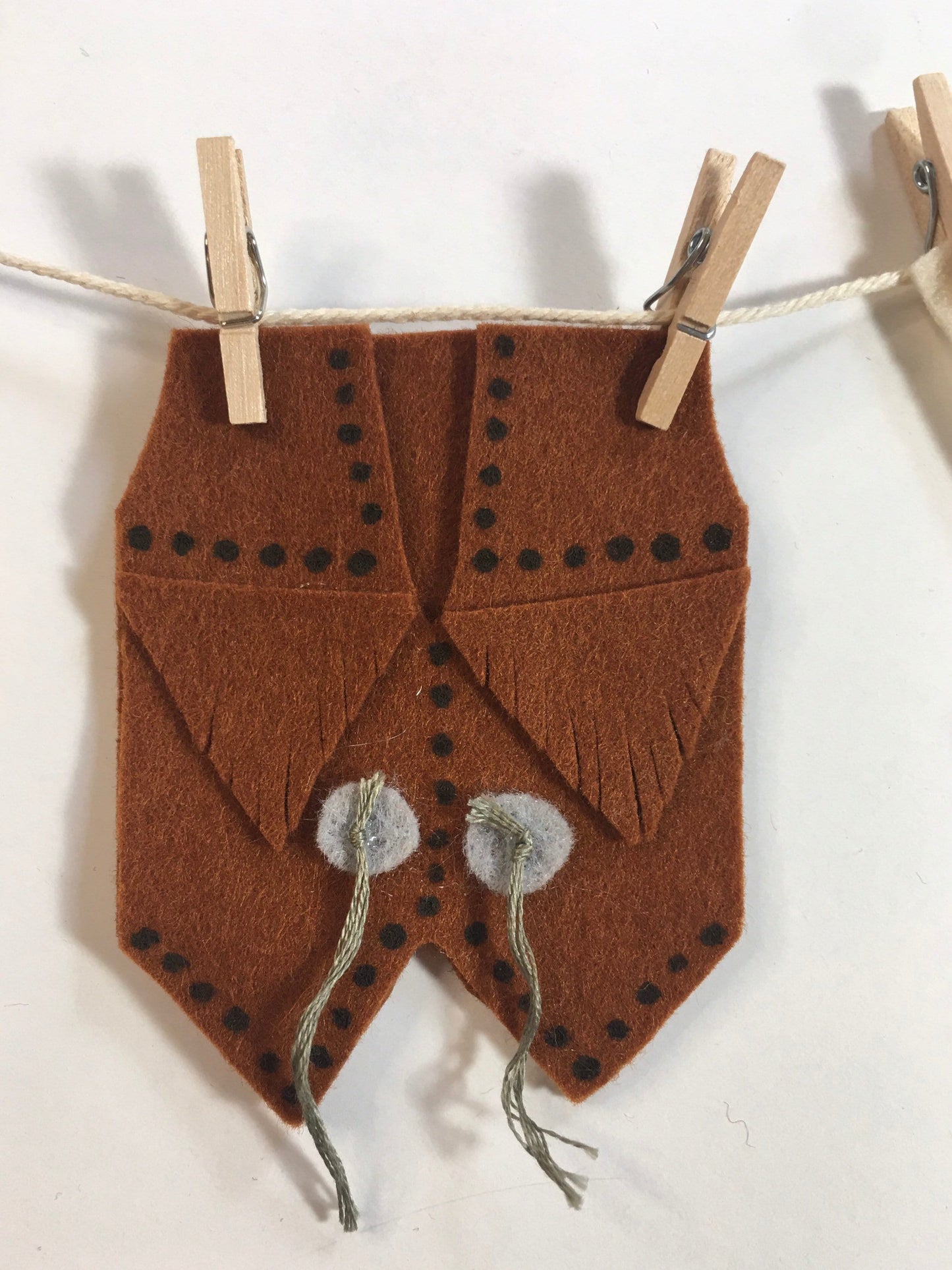 Cowboy & Cowgirl Outfit Costume Miniature Felt Clothesline Garlands for Parties and Home Decoration Combination Set of 2