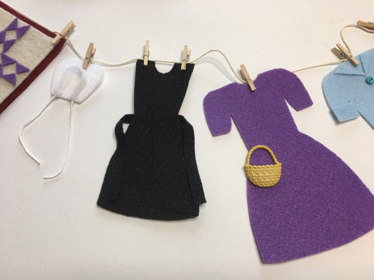 Miniature Amish Felt Clothesline Banner Garland Bunting Wall Hanging Decoration