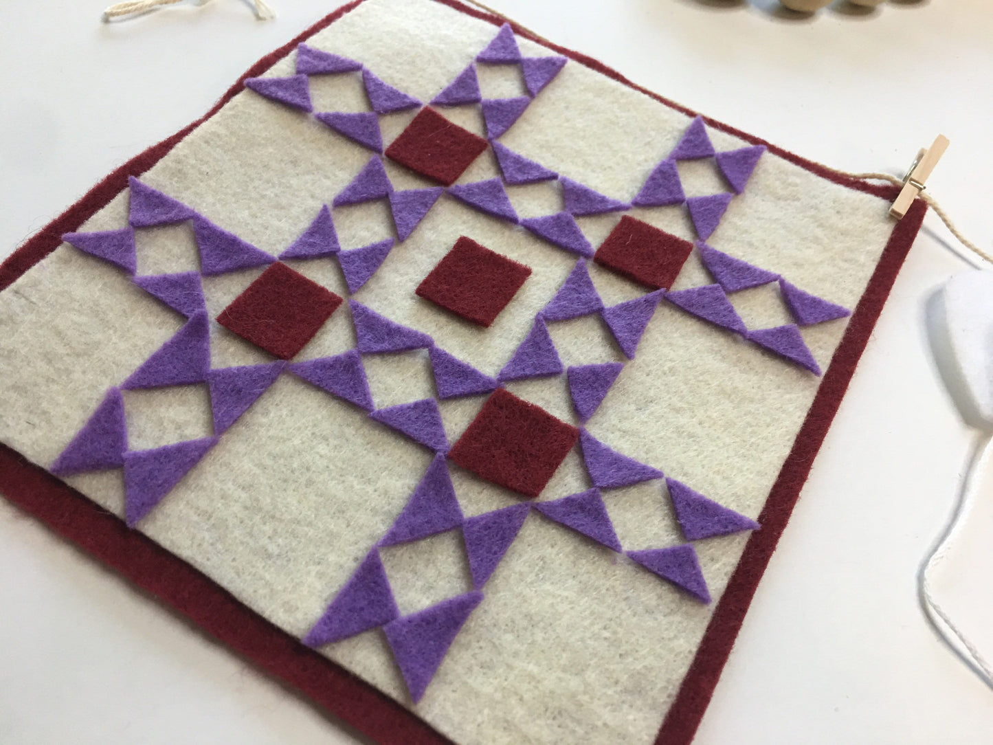 Miniature Amish Felt Clothesline Banner Garland Bunting Wall Hanging Decoration