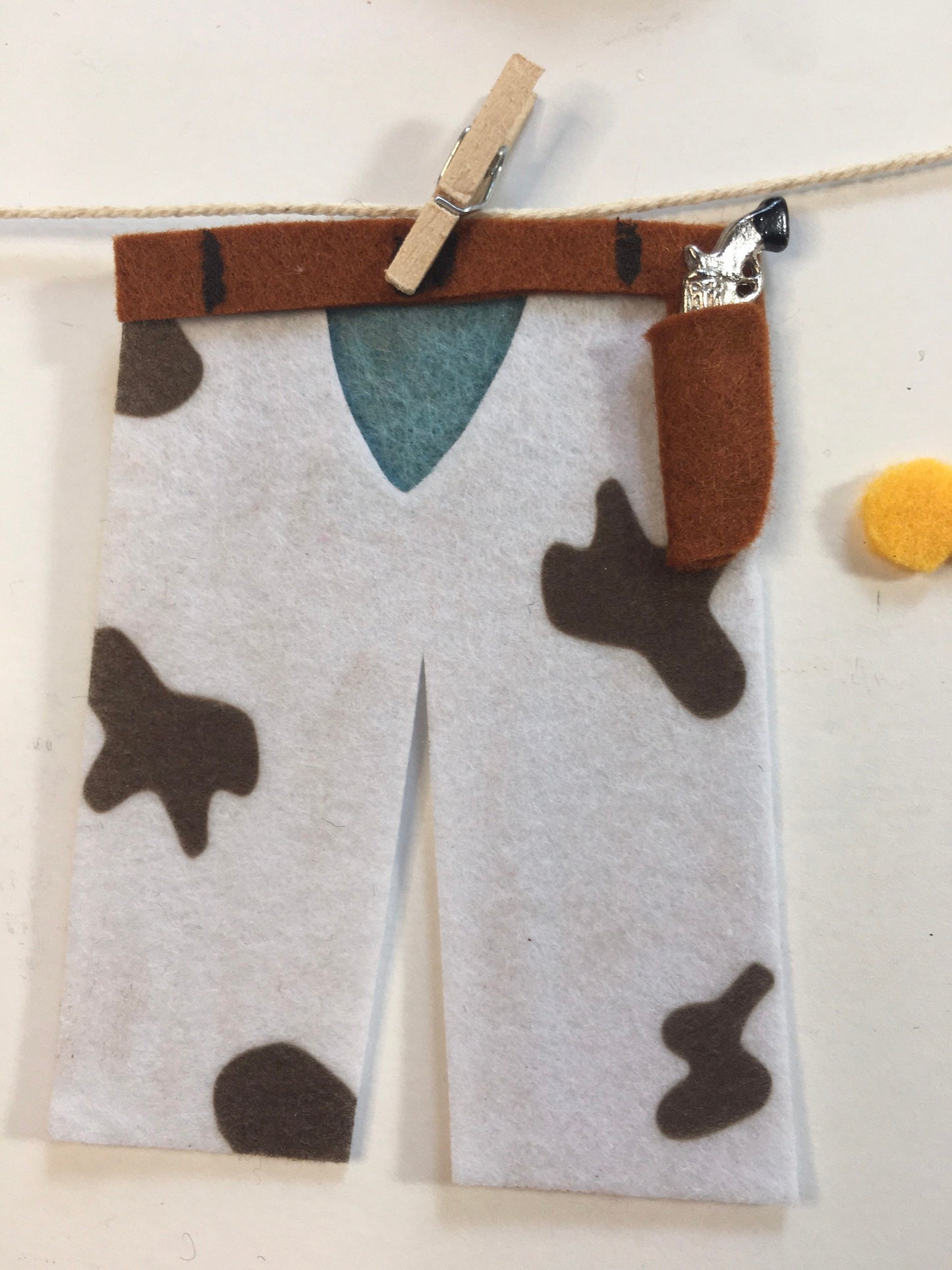 Cowboy & Cowgirl Outfit Costume Miniature Felt Clothesline Garlands for Parties and Home Decoration Combination Set of 2