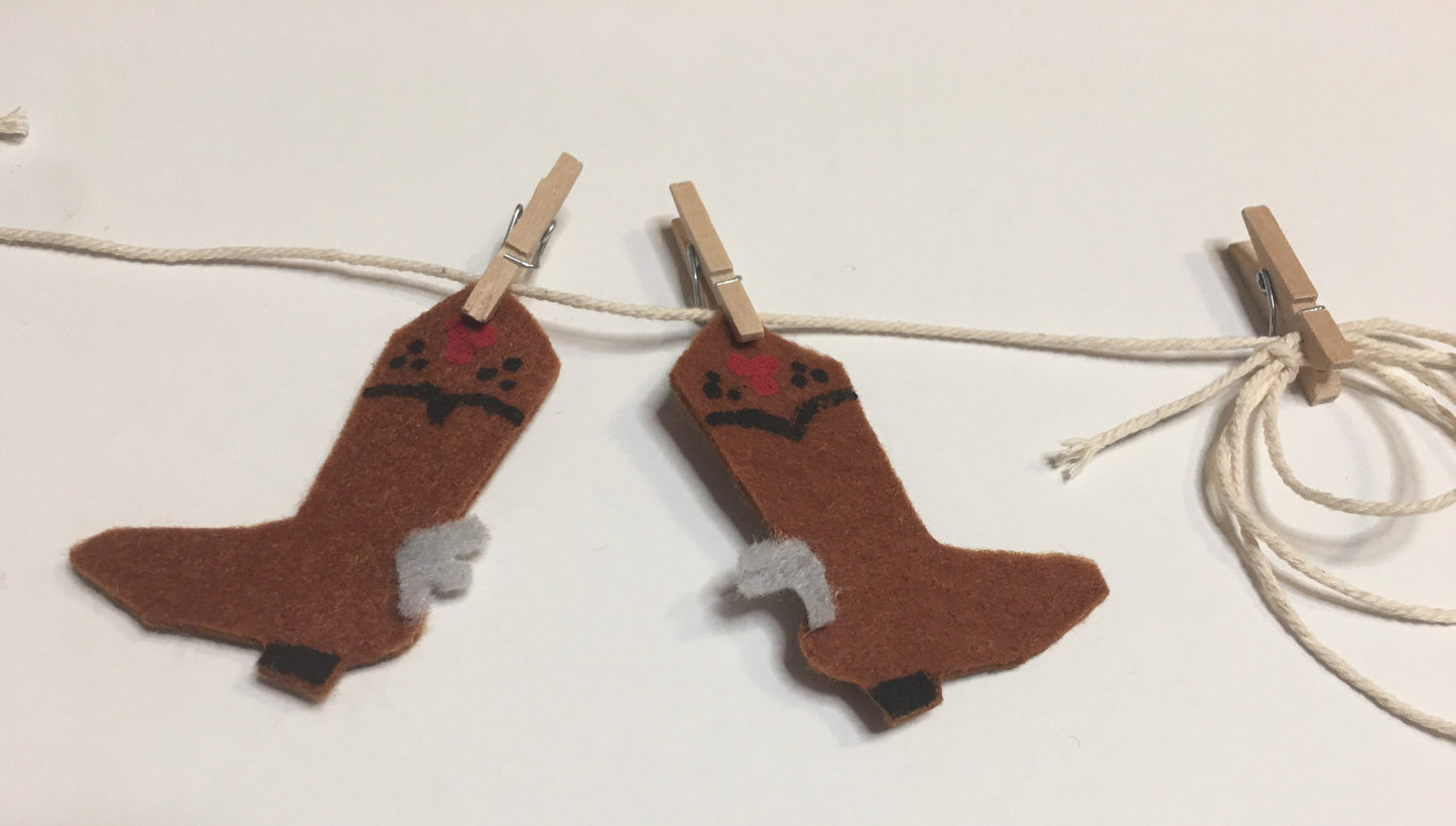 Cowboy & Cowgirl Outfit Costume Miniature Felt Clothesline Garlands for Parties and Home Decoration Combination Set of 2