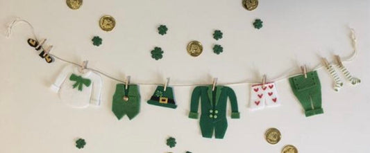 St. Patrick’s Day and Valentine’s Day Set of 2 Miniature Felt Clothesline Banner Garland Bunting Wall Hanging Decoration