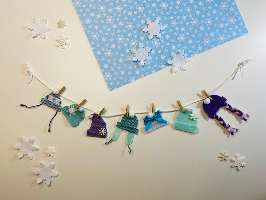Felt Winter Hat Miniature Clothesline Banner Garland Bunting Wall Hanging Decoration