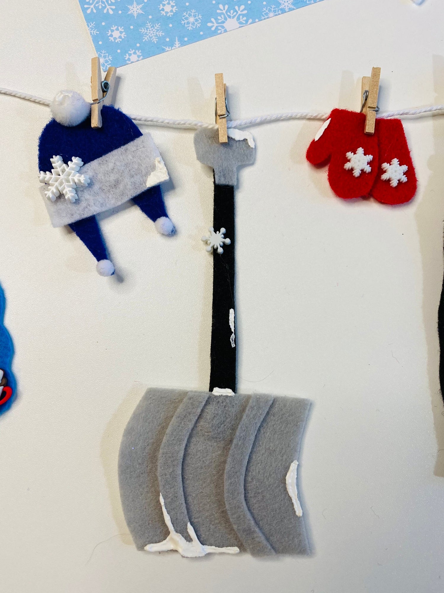 Snowy Miniature Winter Felt Clothesline Banner Garland Bunting Wall Hanging Decoration